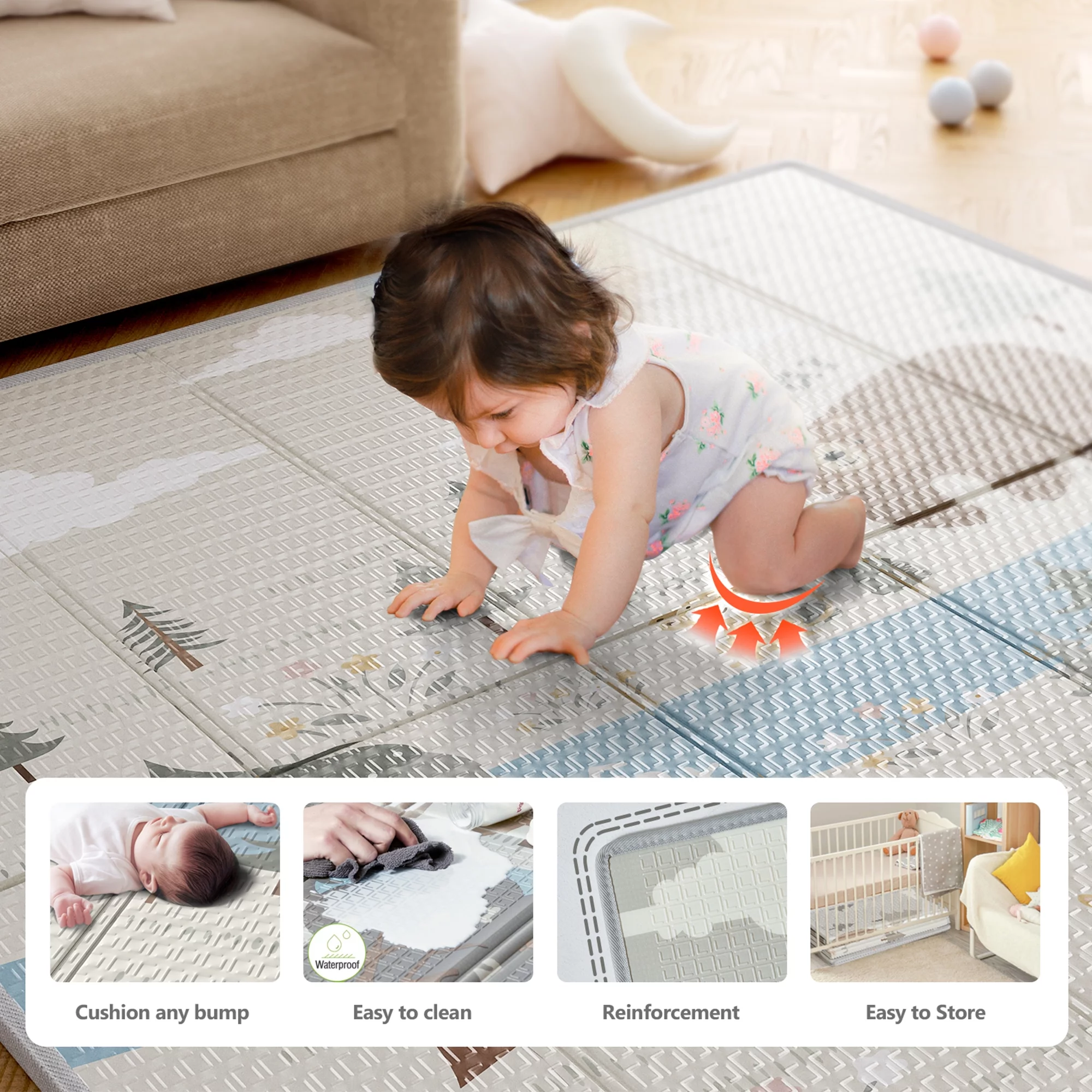 Pkinoicy 47x47inch Play Pen with Mat for Babies and Toddlers, Playpen with Mat, Baby Playpen with Mat, mall Baby Playpen with Mat - Womvr