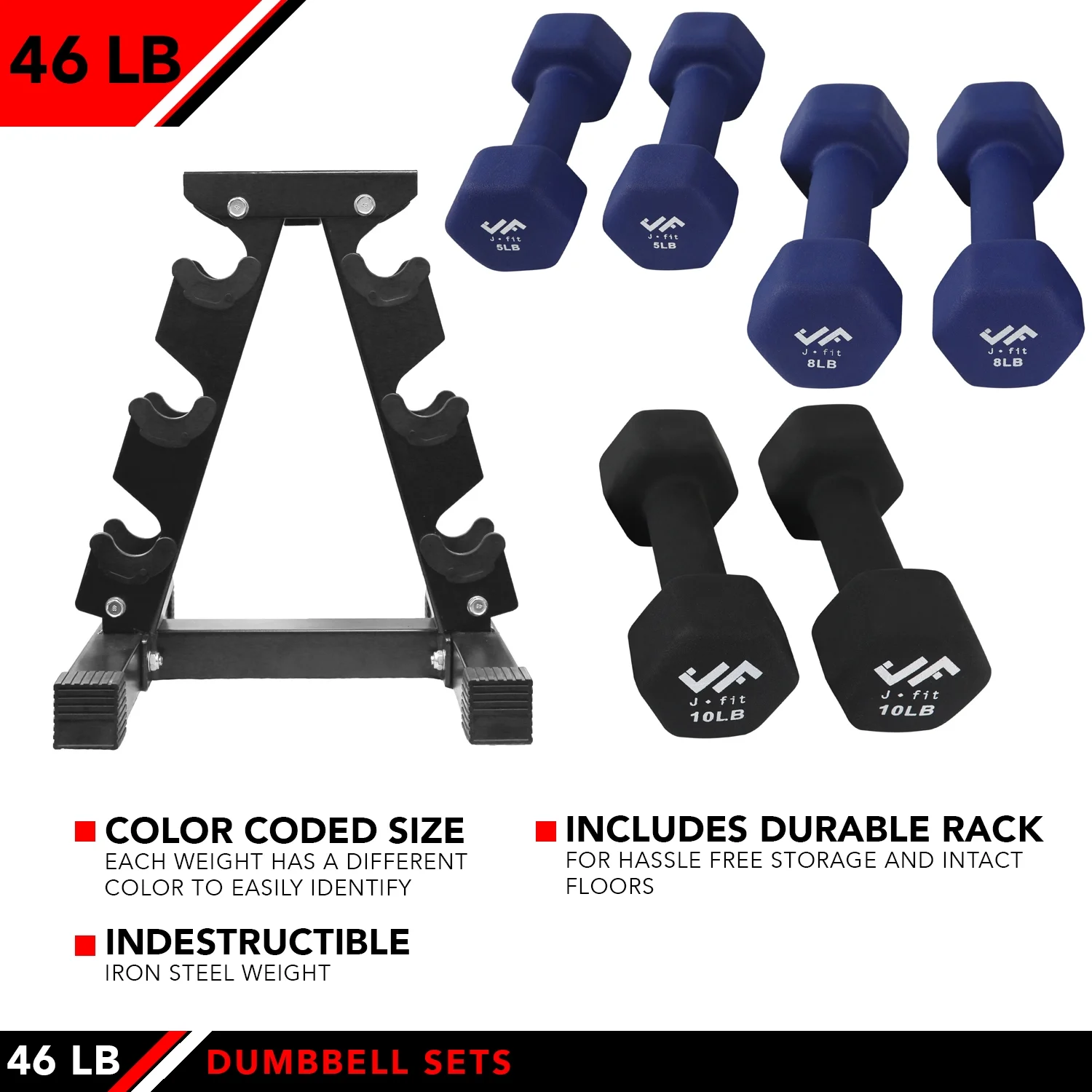 46 lb dumbell set w/steel stand - Womvr