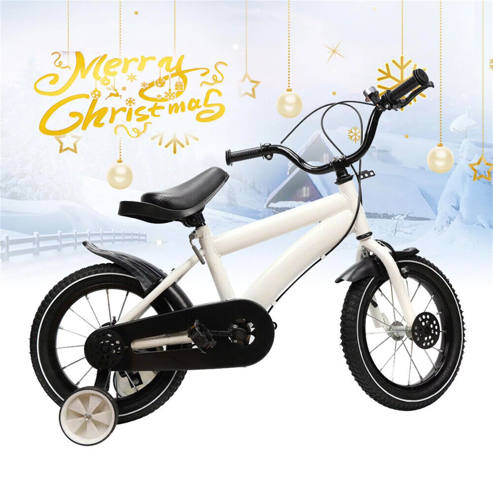 YIYIBYUS 14 Inch Kids Bike Boy Girl Safe Bicycle with Training Wheels and Adjustable Seat, White - Womvr