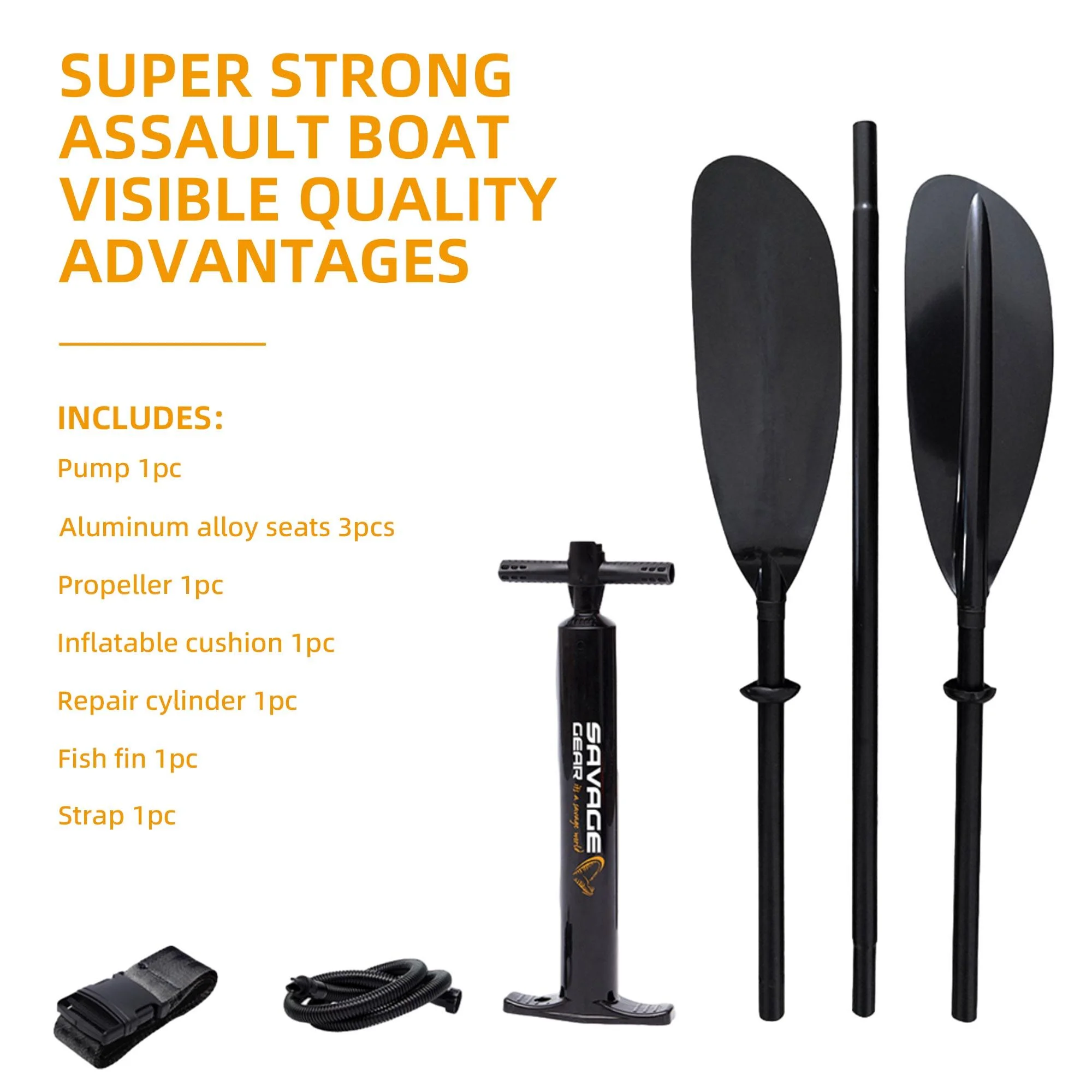 2 Person Inflatable Kayak, Fishing PVC Kayak Boat, Inflatable Boat Rescue Rubber Rowing Boat with Pump, Aluminum Alloy Seat, Paddle, Inflatable Mat, Repair Kit, Fin 440lb Weight Capacity - Womvr