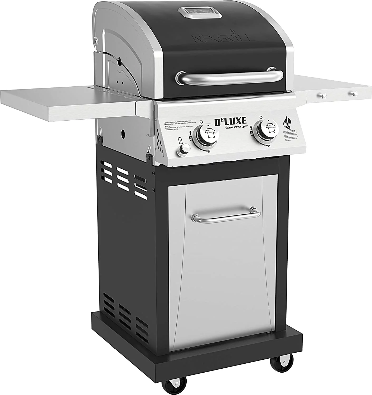 Nexgrill Deluxe 2-Burner Propane Gas Grill w/ 2 Foldable Shelves, Outdoor Cooking, Patio, BBQ, Silver & Black, 720-0864RA - Womvr