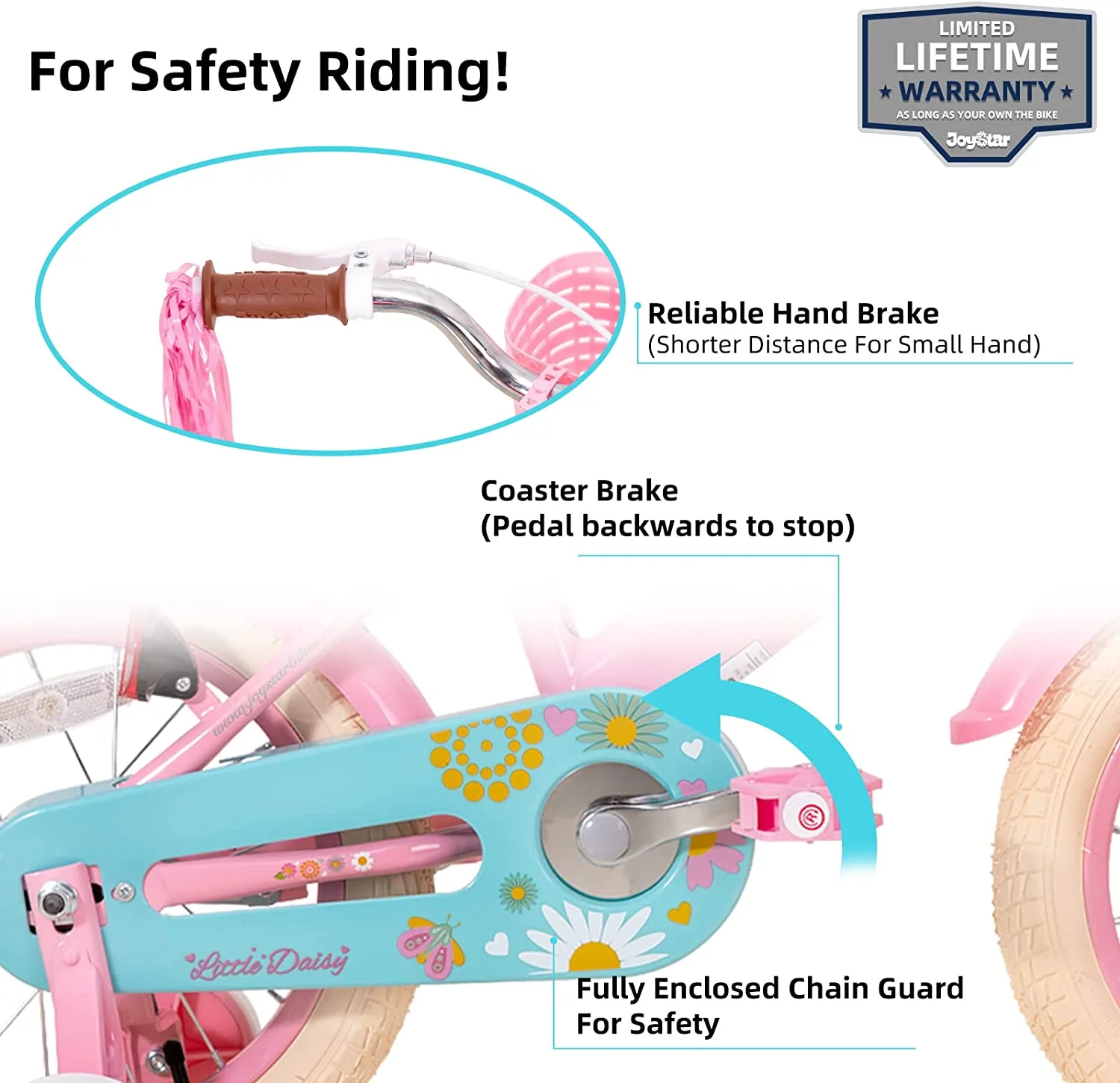 JOYSTAR Little Daisy 12 Inch Kids Bike for 2 3 4 Years Girls with Training Wheels Princess Kids Bicycle with Basket Bike Streamers Toddler Cycle Bikes Pink - Womvr