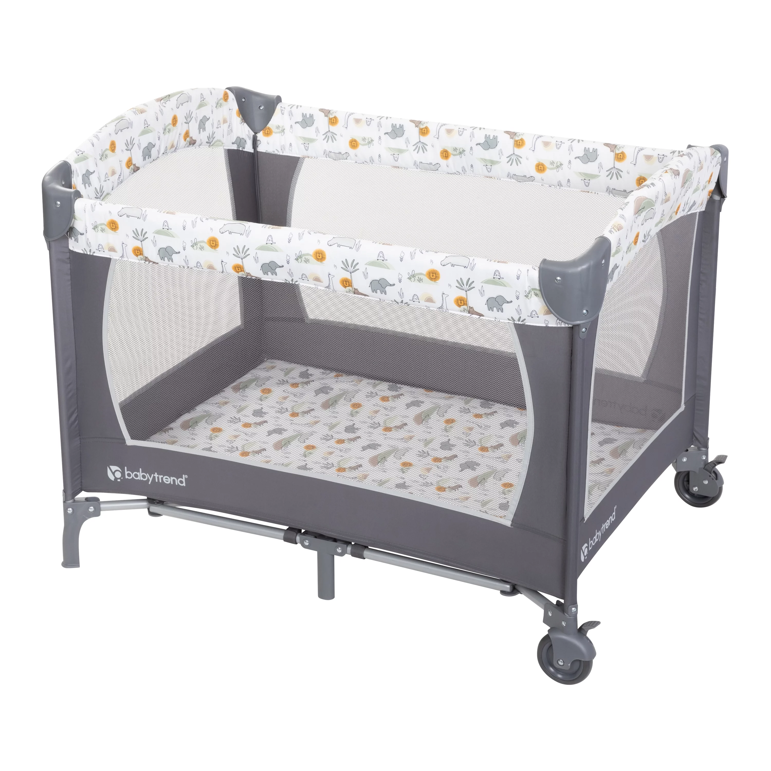 Baby Trend Nursery Center Playard - Animal Jubilee, Grey, Infant - Womvr