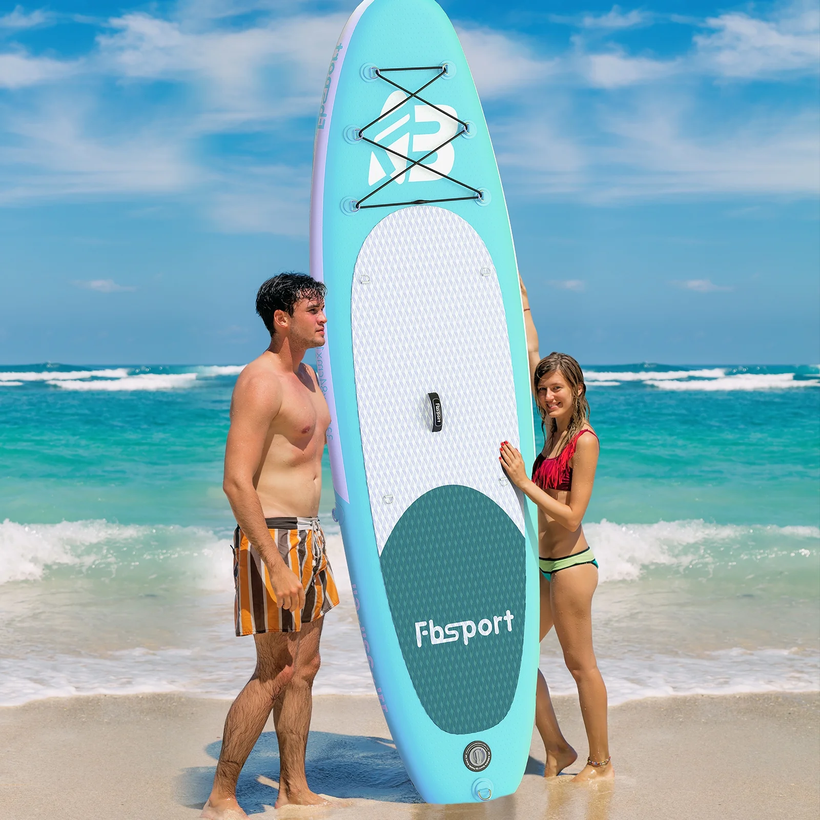 Summer Savings Fbsport 11ft Inflatable Paddle Board SUP, 6'' Thick W/Paddling Fins Electric Pump & Accessories Pack, Green - Womvr