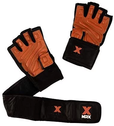 MRX Weight Lifting Gloves Gym Power Training Fitness Bodybuilding Glove Long Wrist Strap Black / Red M - Womvr