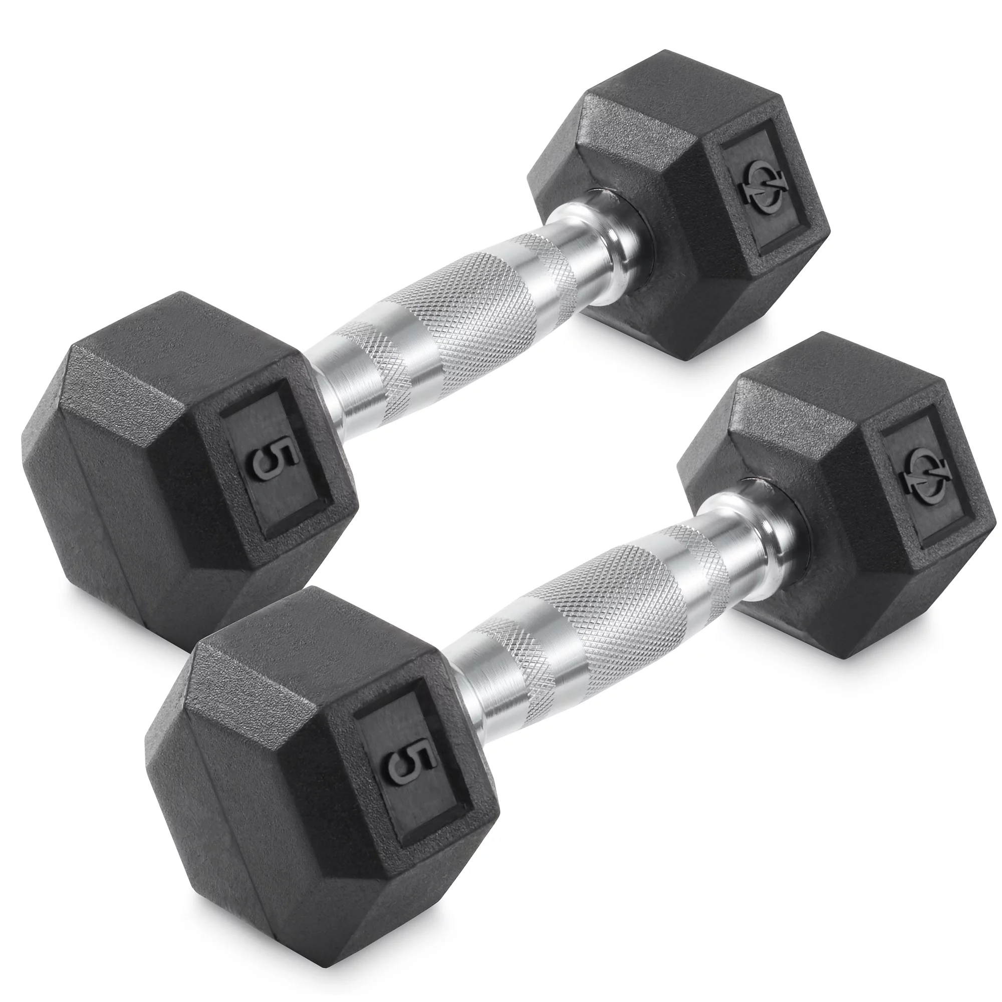 Philosophy Gym Rubber Coated Hex Dumbbell Hand Weights, 45 lb Pair - Womvr