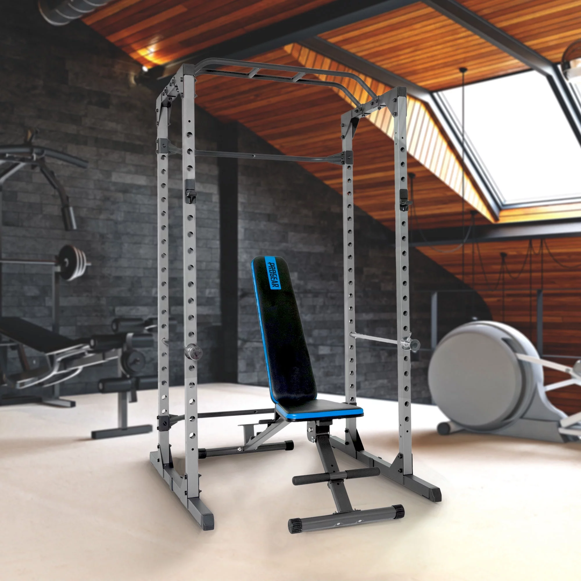 ProGear Squat Rack Power Cage with J-Hooks, Ultra Strength 800lb Weight Capacity, Optional Lat Pulldown Attachment - Womvr