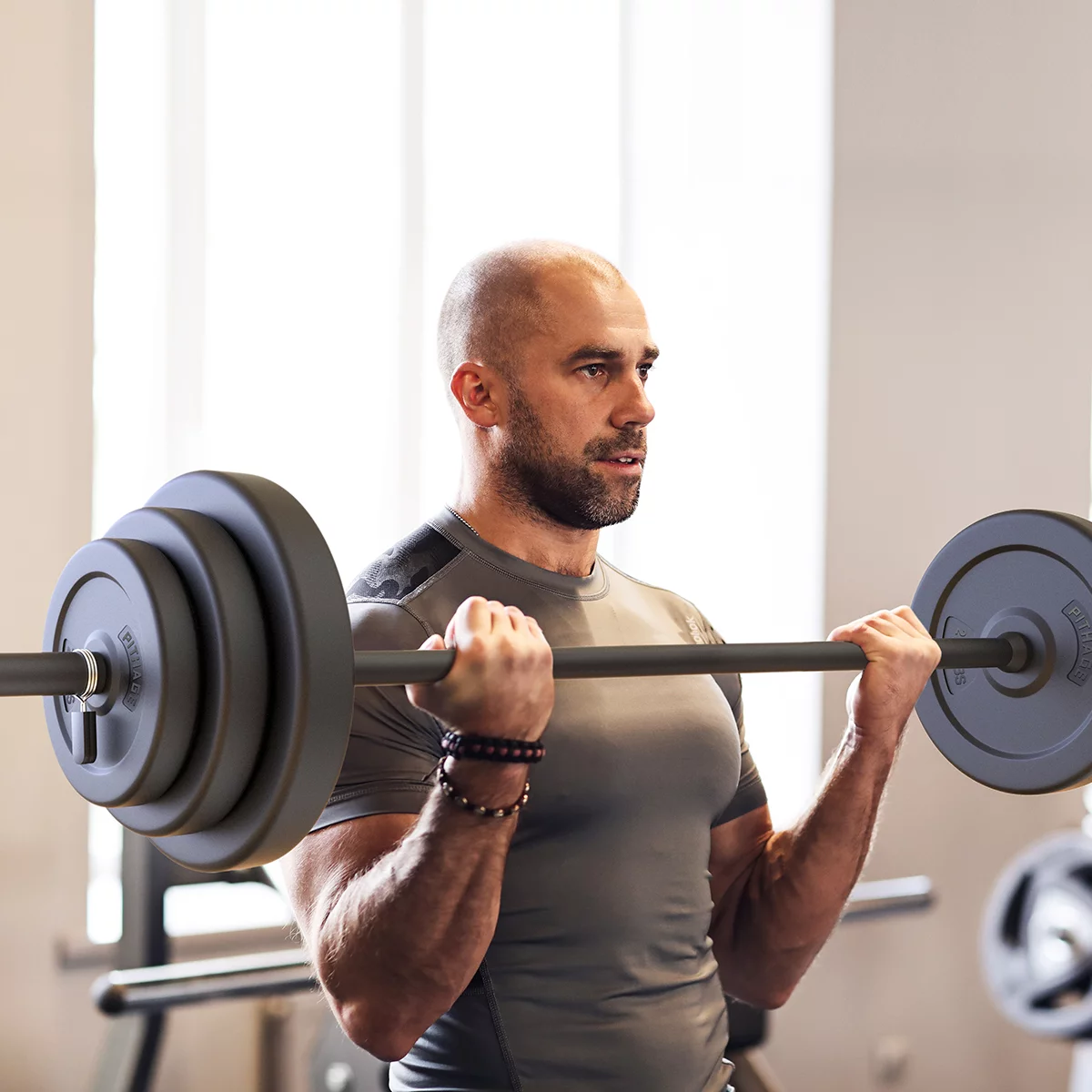 Pithage 45 lbs Barbell Weight Set Adjustable Weights Lifting for Home Gym Fitness, Rubber - Womvr