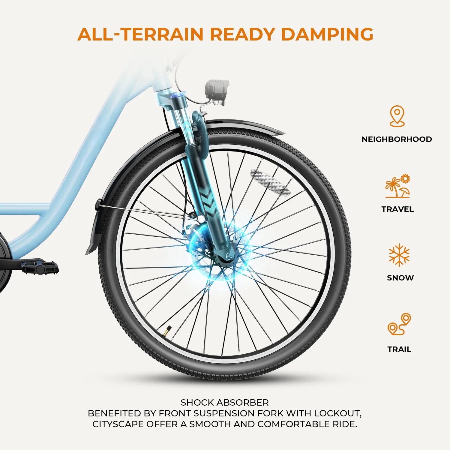 Yoloway Cityscape Electric Bike for Adults, 350W Electric Bike with 36V 10Ah Removable Battery, 26