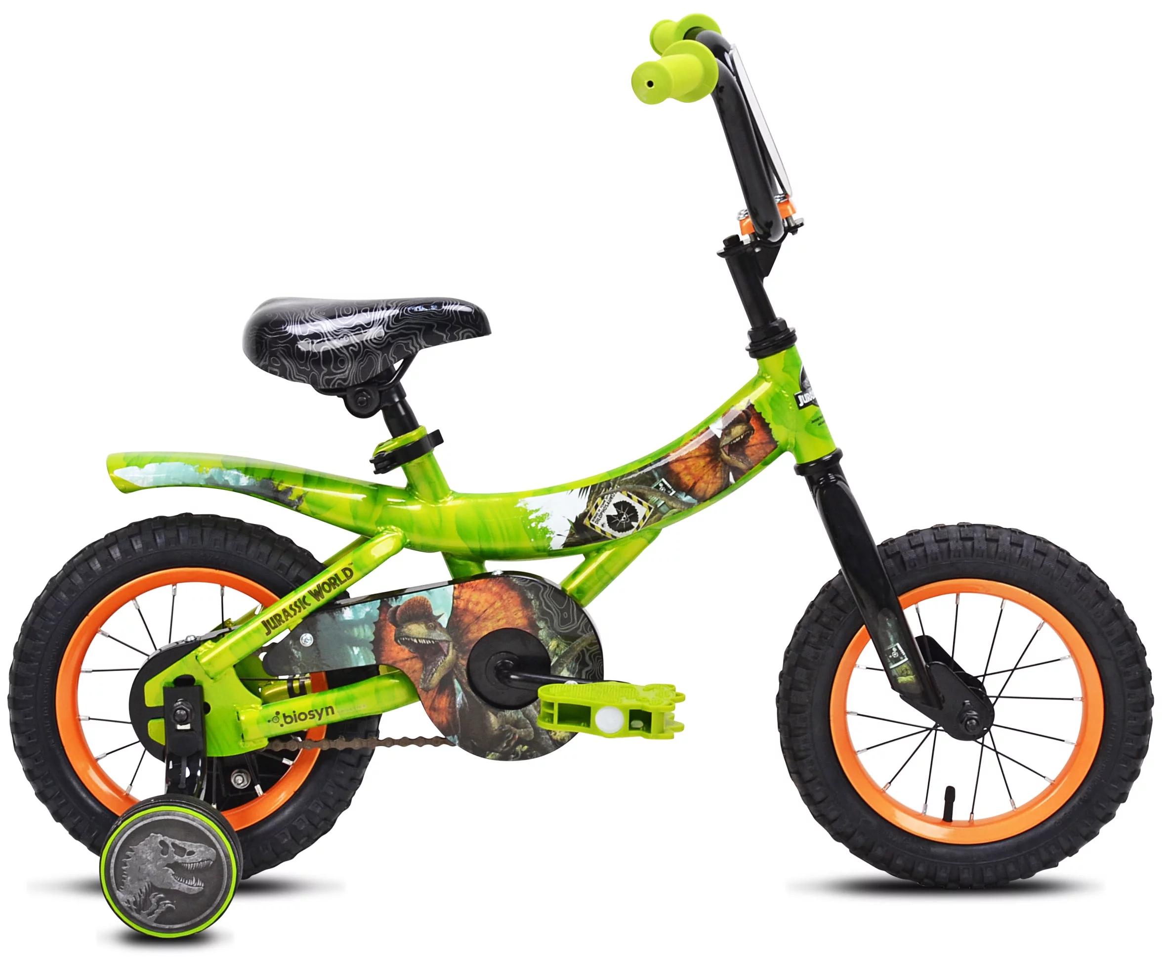 Jurassic World™ 12-inch Raptor Boy's Bicycle with Training Wheel, Green and Orange - Womvr
