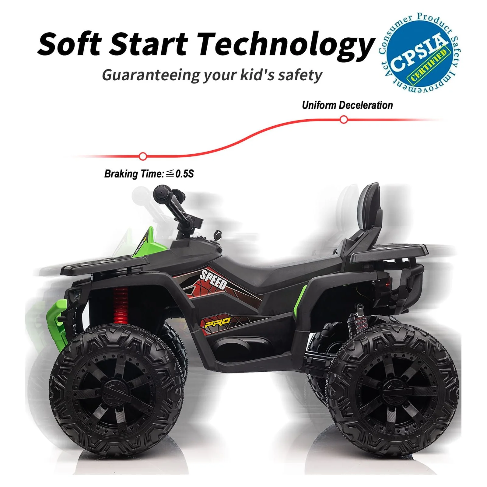 Hikiddo JC333 24V Ride on Toy, Kids ATV 4-Wheeler with 400W Motor, 2 Seater - Black - Womvr