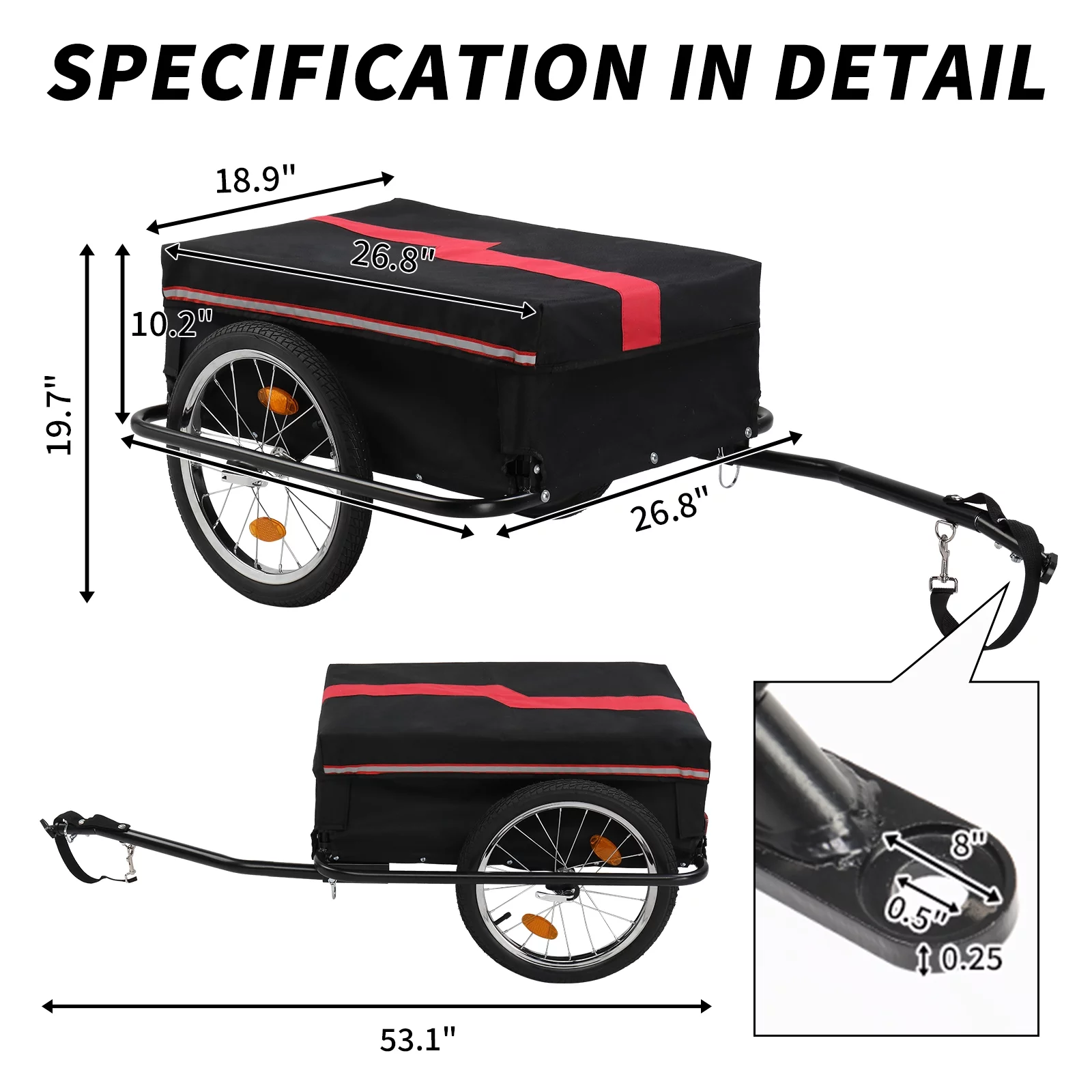 IVV Bike Cargo Trailer, Bicycle Luggage Wagon Trailer Folding Frame & Quick Release 16