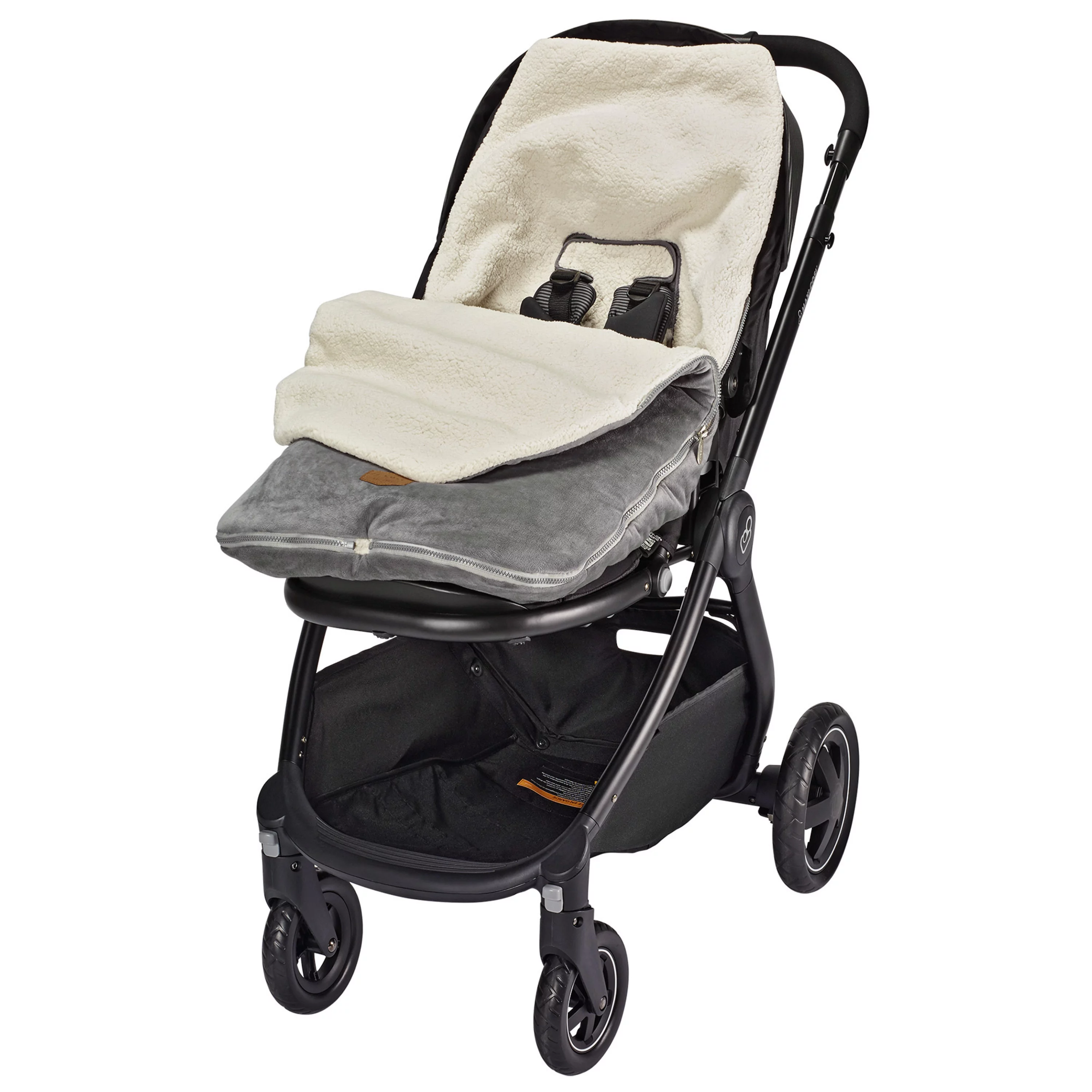 JJ Cole Bundle Me Sherpa-Lined Toddler Car Seat Cover and Bunting Bag - Weather Resistant Stroller Accessory and Winter Baby Essential in Black Toddler Black - Womvr