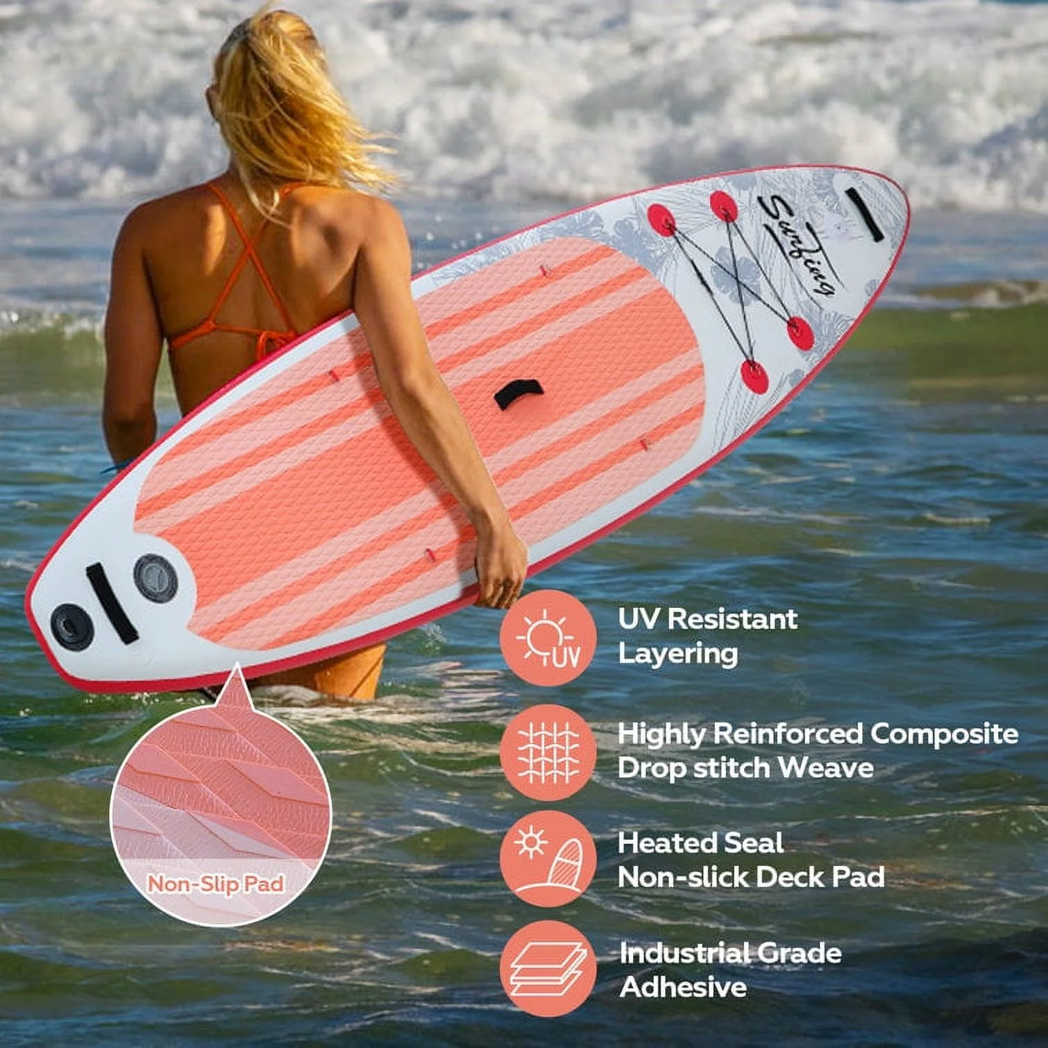 PULUOMIS Inflatable Paddle Board with Seat,Backpack,Hand Pump,Fins,Repair Kit - 11 Ft - Adult - Blue - Womvr