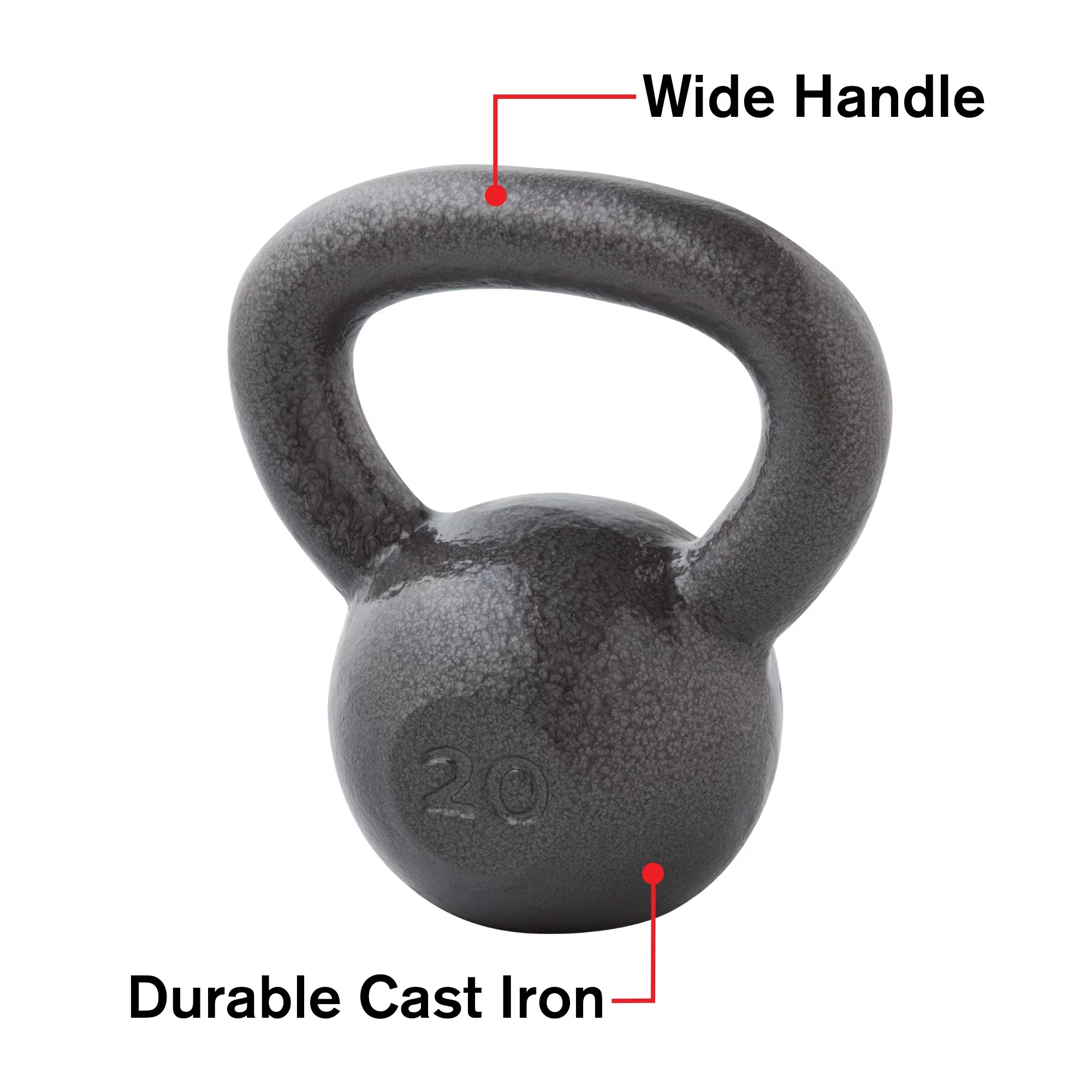 Weider, 30lb Cast Iron Hammertone Finish Kettlebell, Single - Womvr