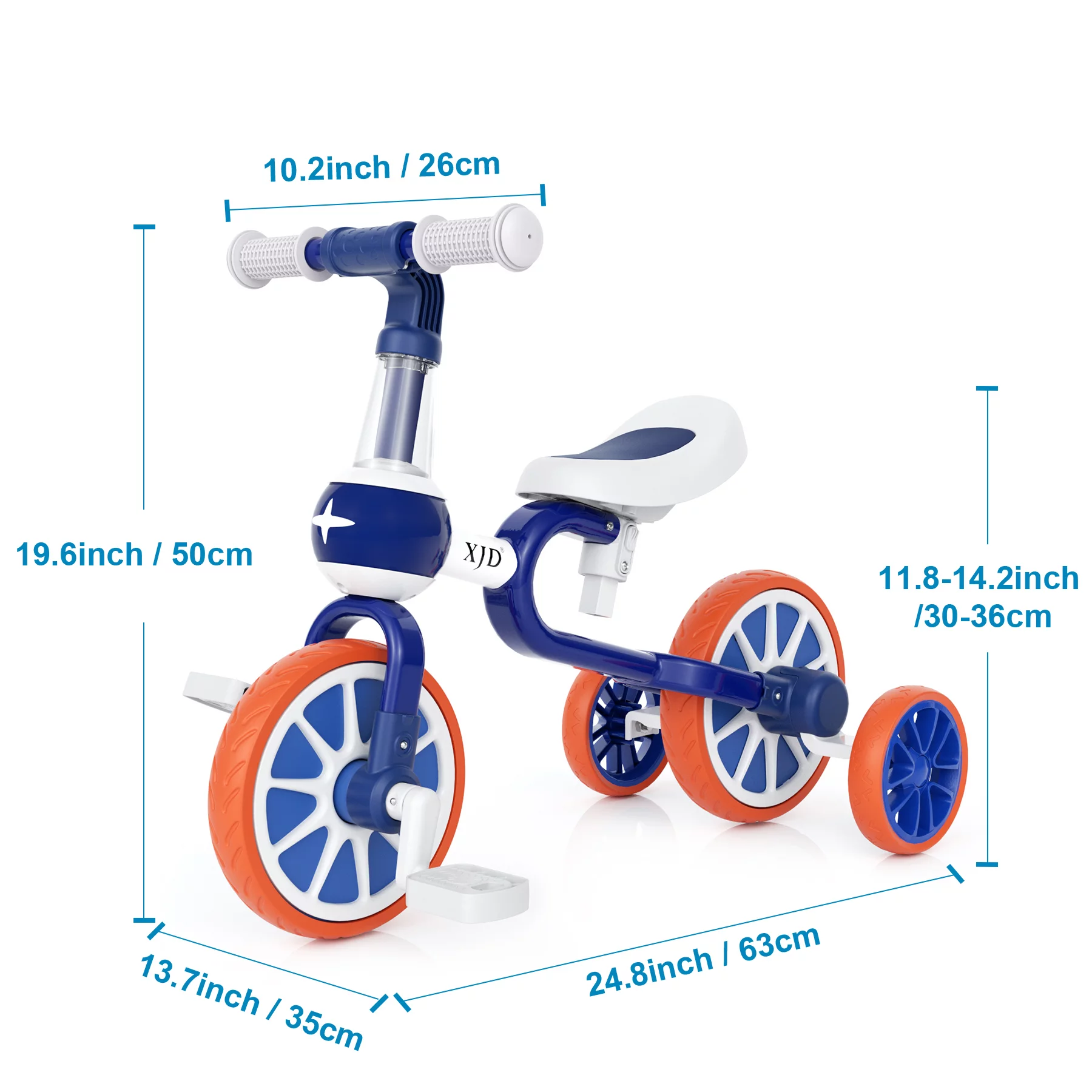 XJD 5 in 1 Toddler Tricycle for 1-5 Years Old Boys Girls Toddler Bike Kids Trikes for Balance Training Baby Bike Infant Trike - Womvr
