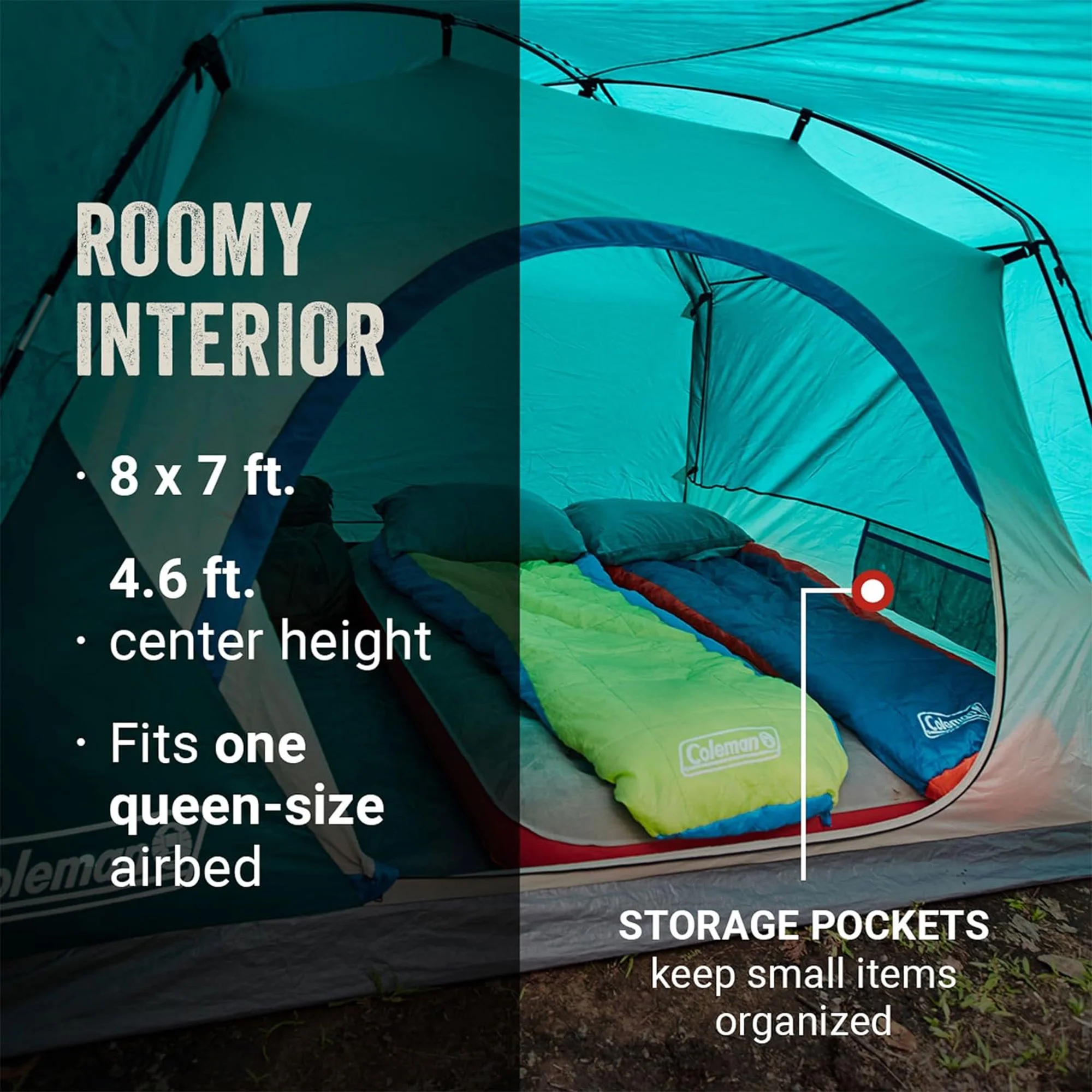 Coleman Skydome 4 Person Camping Tent with Full-Fly Vestibule, Evergreen - Womvr
