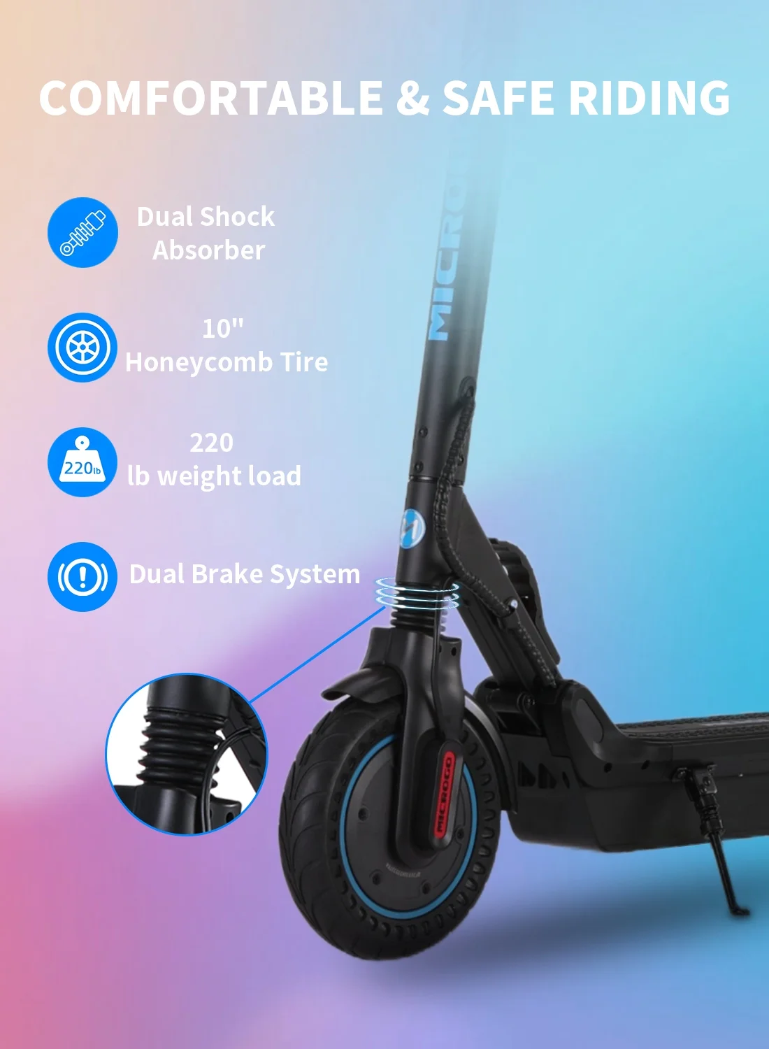 MICROGO M5 PRO Electric Scooter, 500W Motor 10.4 Ah Battery Long Range for Adults, 10