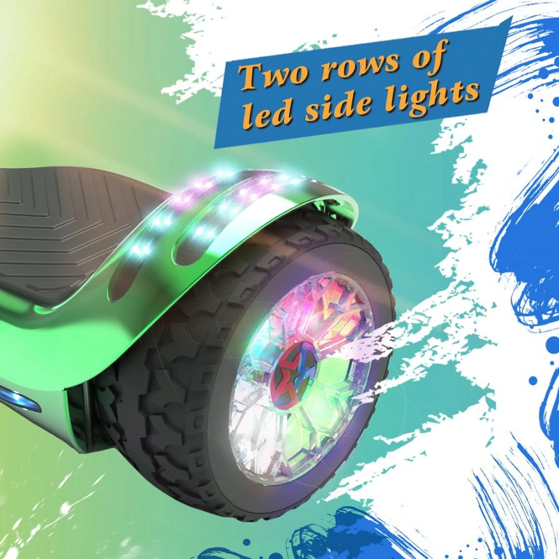 Hoverstar ul2272 Hoverboard All-Terrain LED Flash Wide All Terrian Wheel, Blue - Womvr