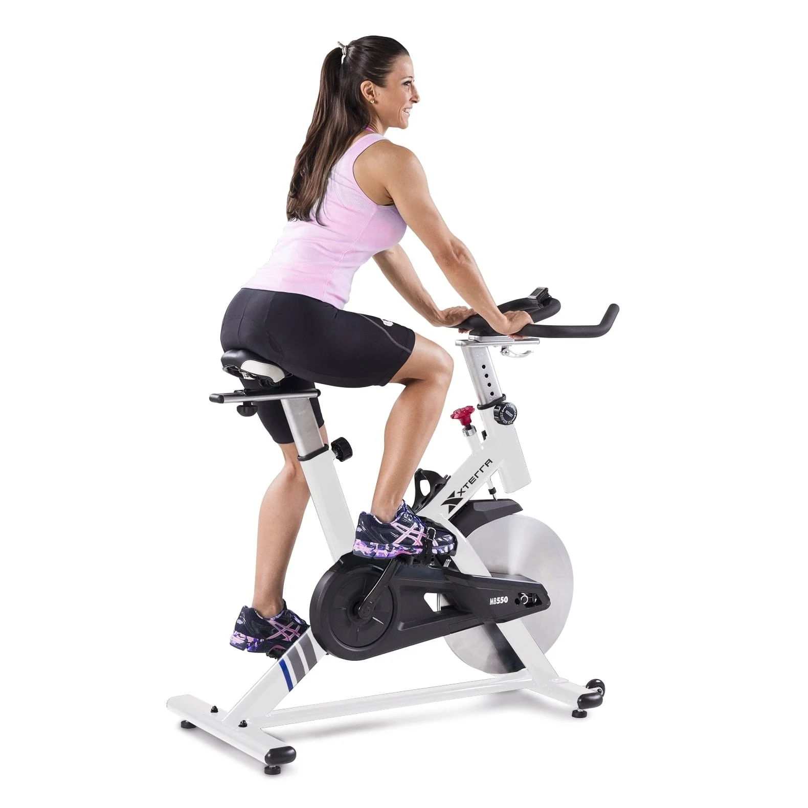 XTERRA Fitness MB550 Indoor Cycling Exercise Bike with 48.5 lb Flywheel, Wireless LCD Display, Unlimited Micro-Adjustment Resistance Levels - Womvr