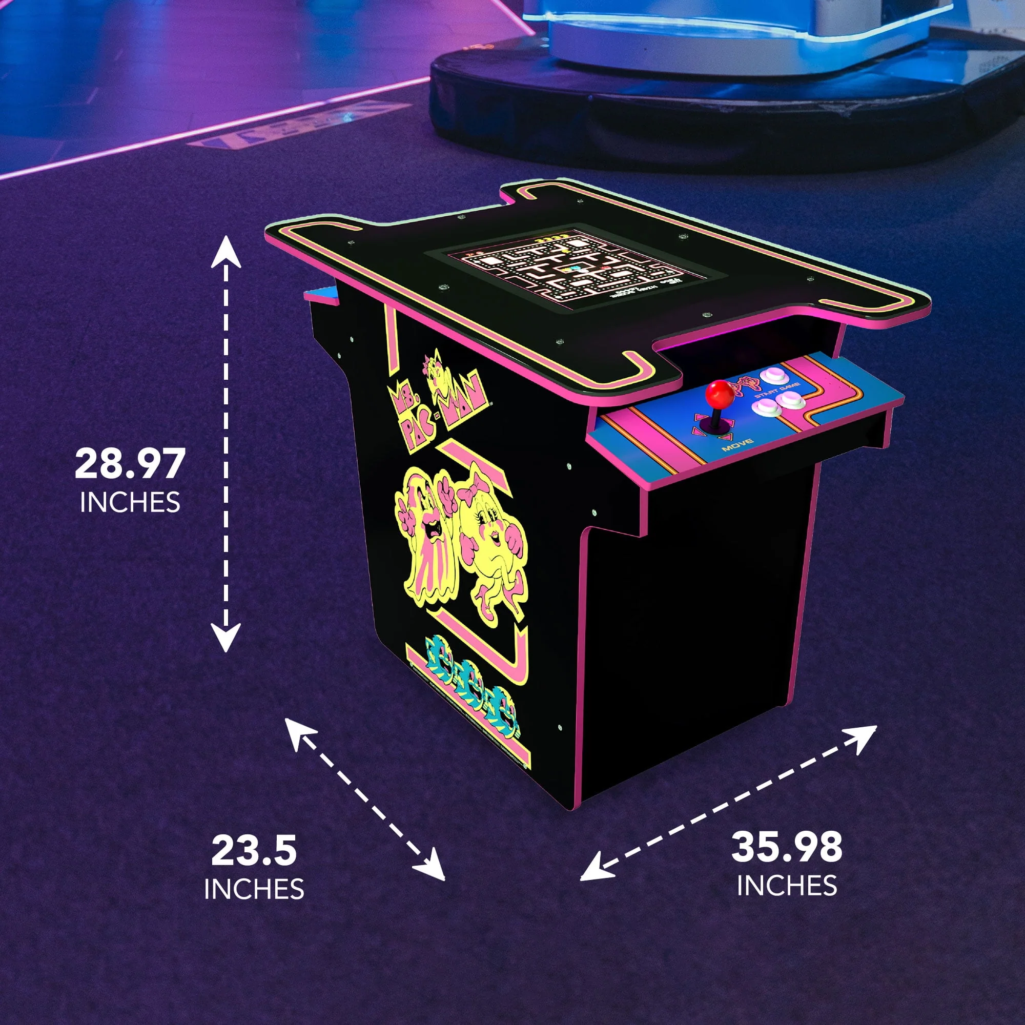 Arcade1UP Ms. PAC-MAN Head-to-Head Arcade Table with 12 Games in 1, Black - Womvr