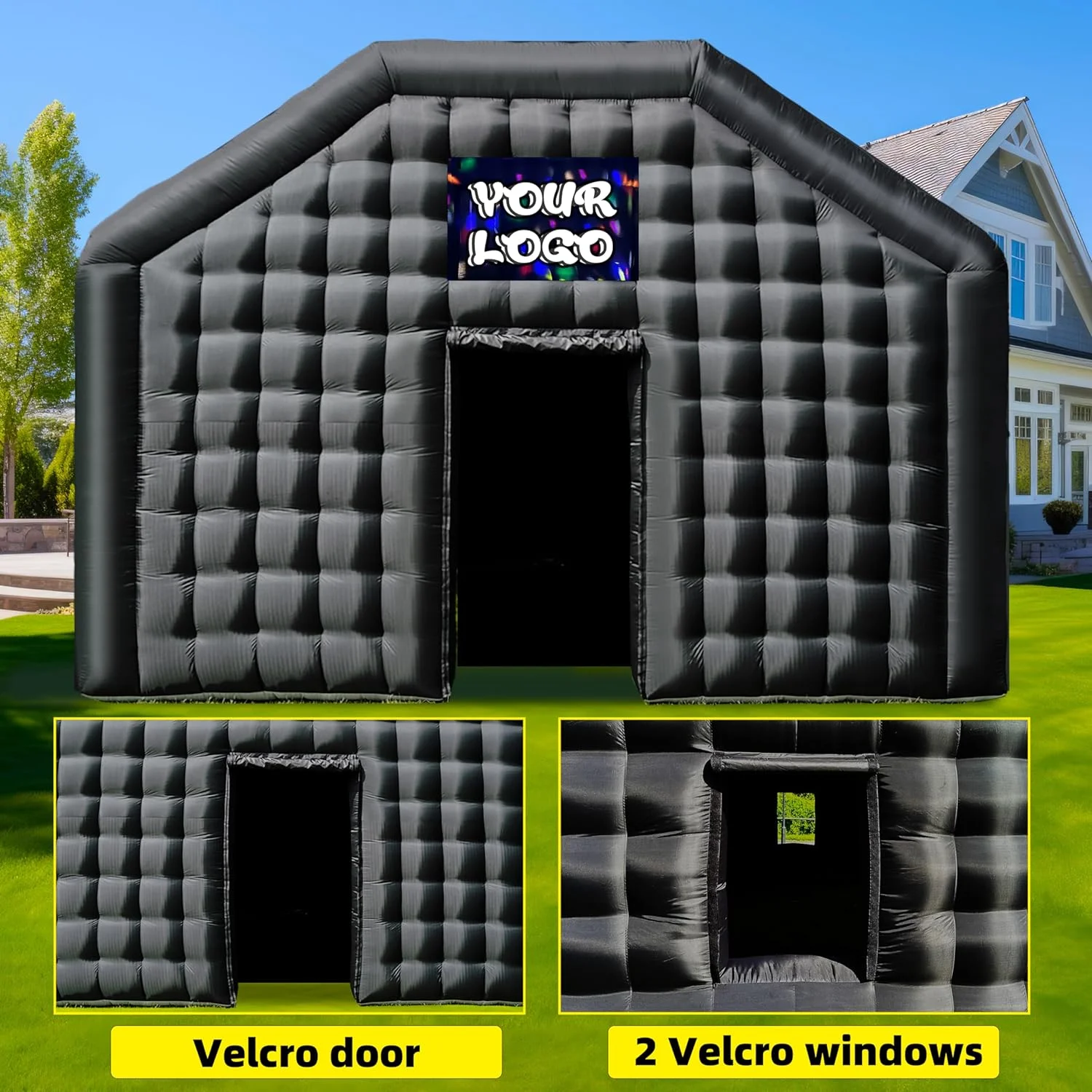 WARSUN Large Black Inflatable Night Club 30x20x13Ft Inflatable Party Tent with Logo Area Disco Cube Gazebo Event House - Womvr