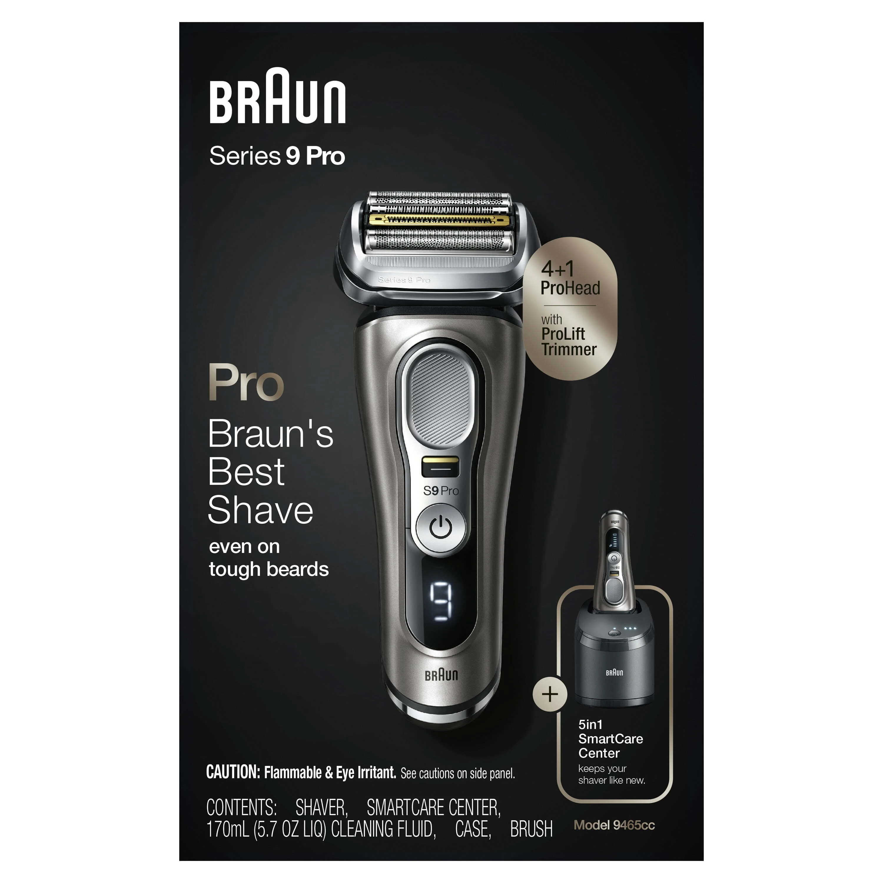 Braun Series 9 Pro 9465cc Rechargeable Wet Dry Men's Electric Shaver with Clean Station, Noble Metal - Womvr