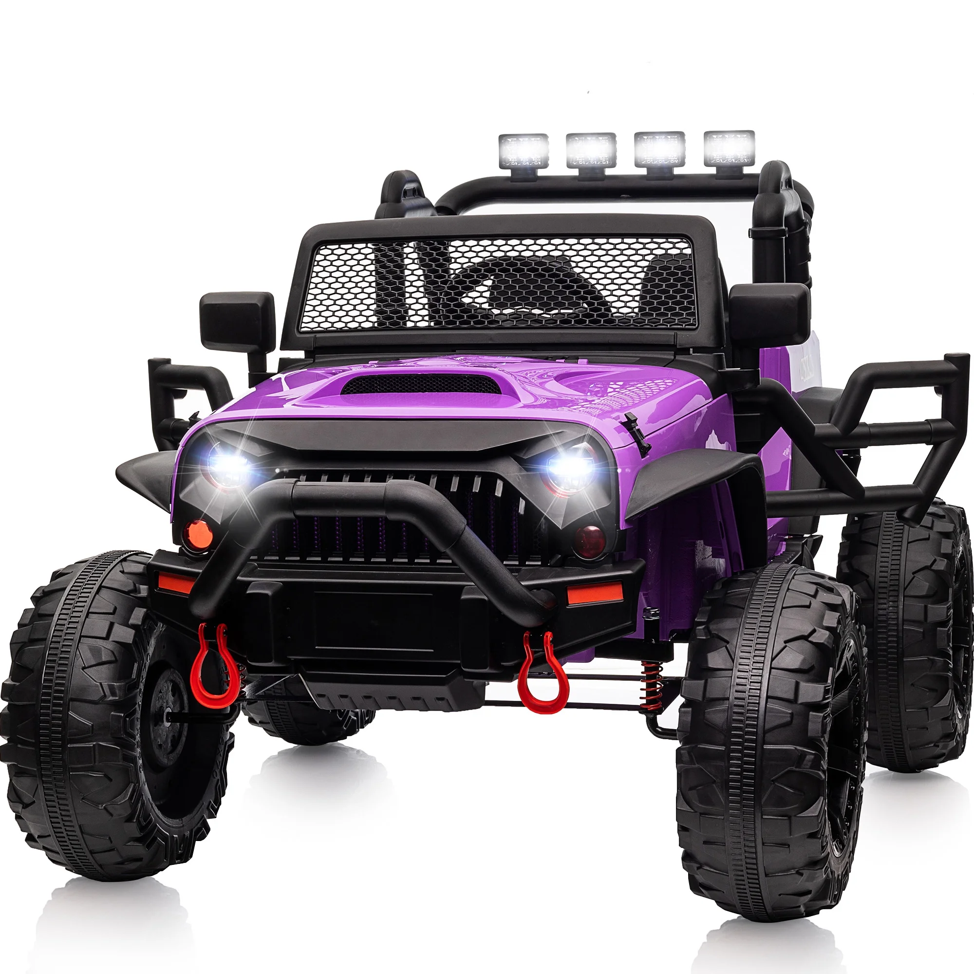 Outfunny 24V Ride on Toy Truck for Big Kids with Remote, 2-Seater, 400W Motor - Purple - Womvr