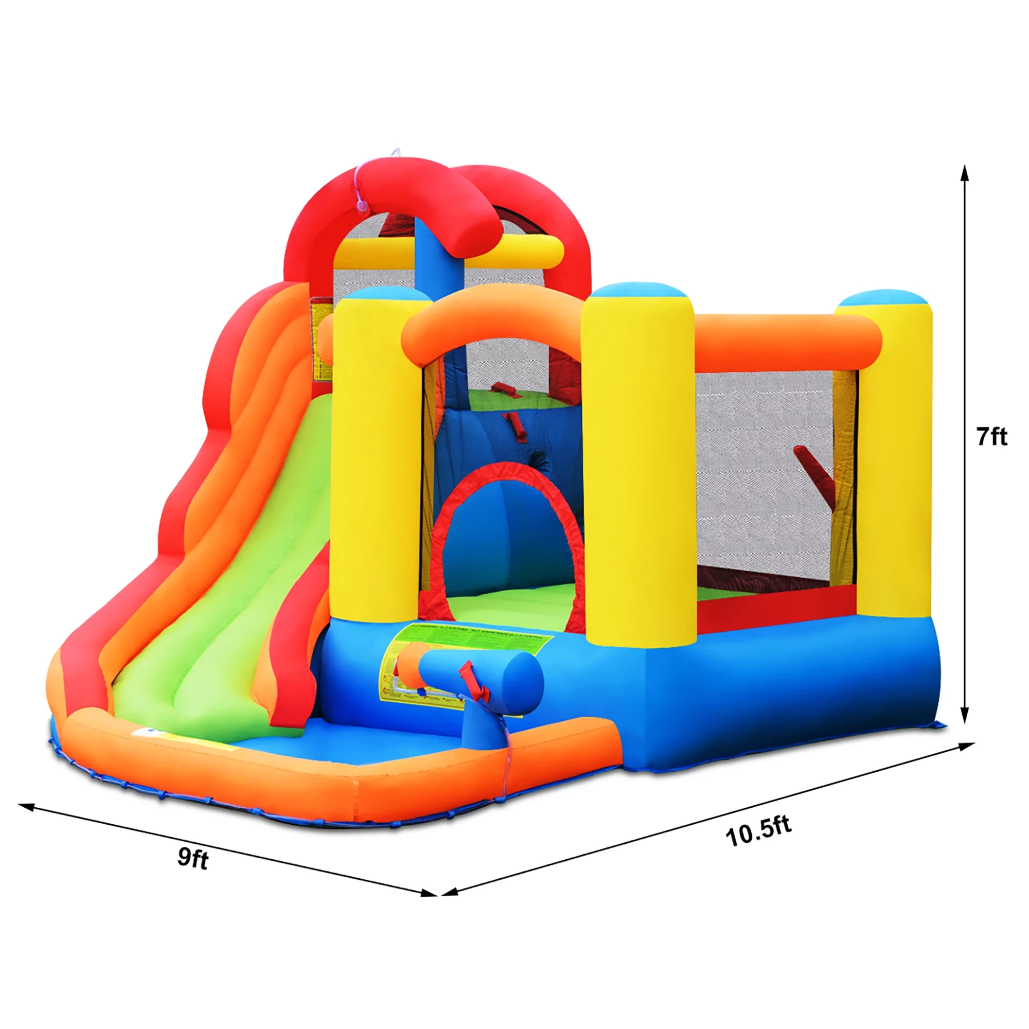 Costway Inflatable Bounce House Water Slide w/ Climbing Wall Splash Pool Water Cannon - Womvr