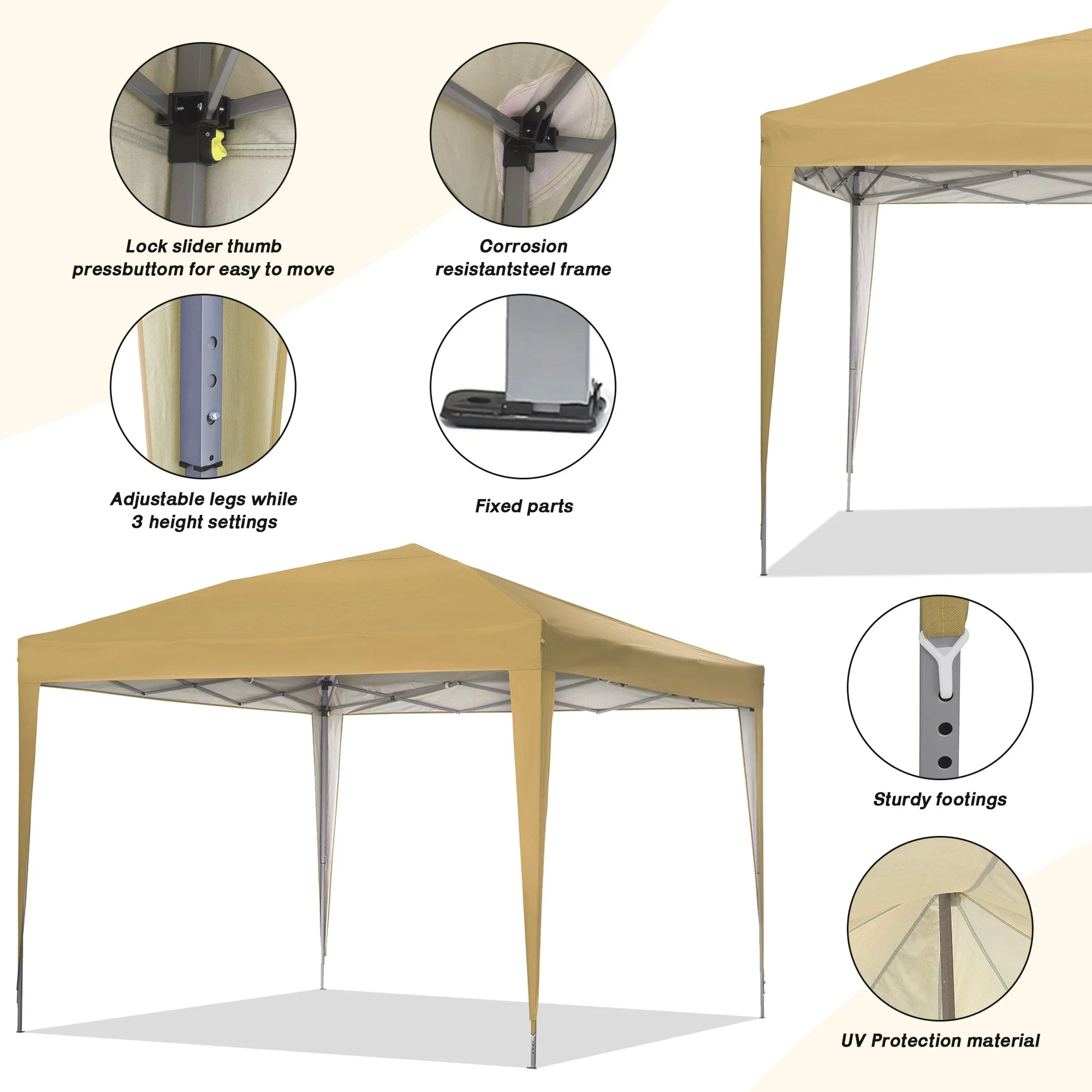 Outdoor Basics 10 ft x 10 ft Pop Up Canopy Tent with Carry Bag, Shade Canopy, Great for Picnic, Yard, Beach, Park, Camping, White - Womvr