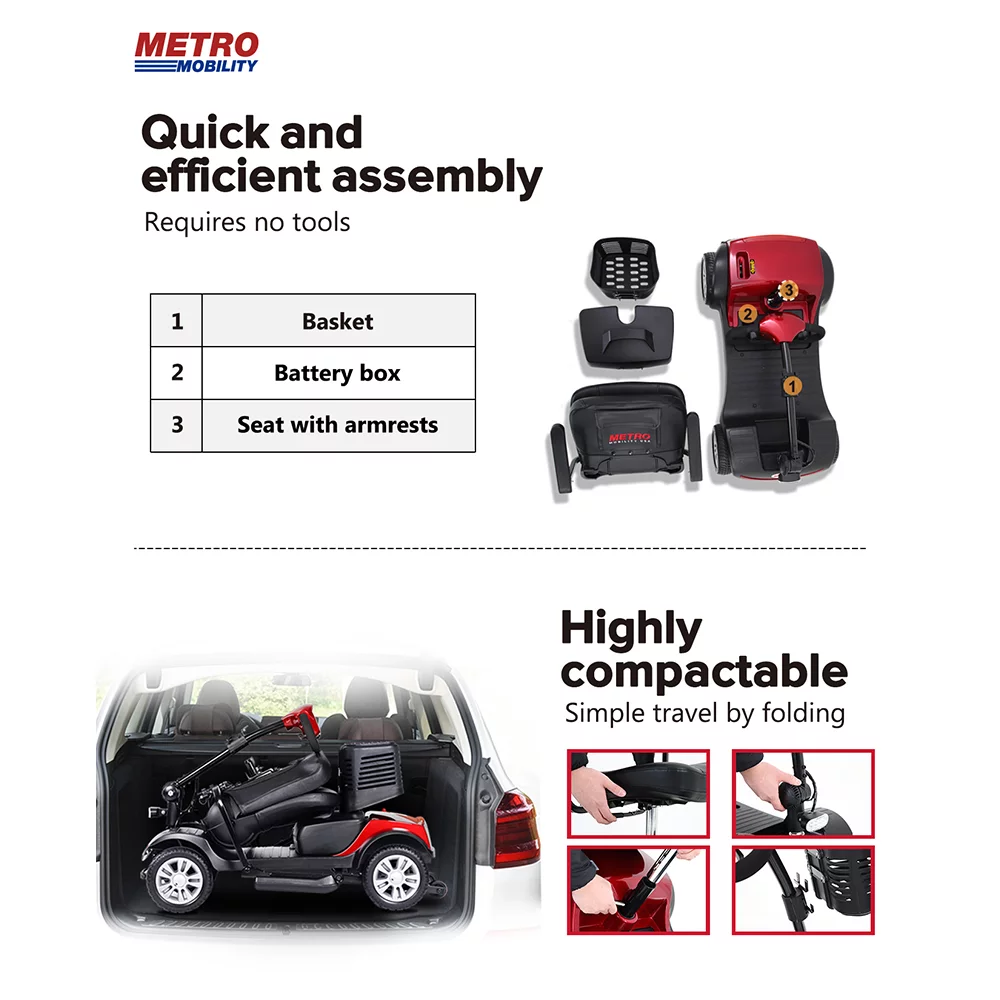 BTMWAY Mobility Scooter, 4 Wheels Electric Scooter for Seniors, Compact Folding Travel Mobility Scooters for Adult, Transformer Mobility Scooter with Swivel Seat, Front and Rear LED Light, Silver - Womvr