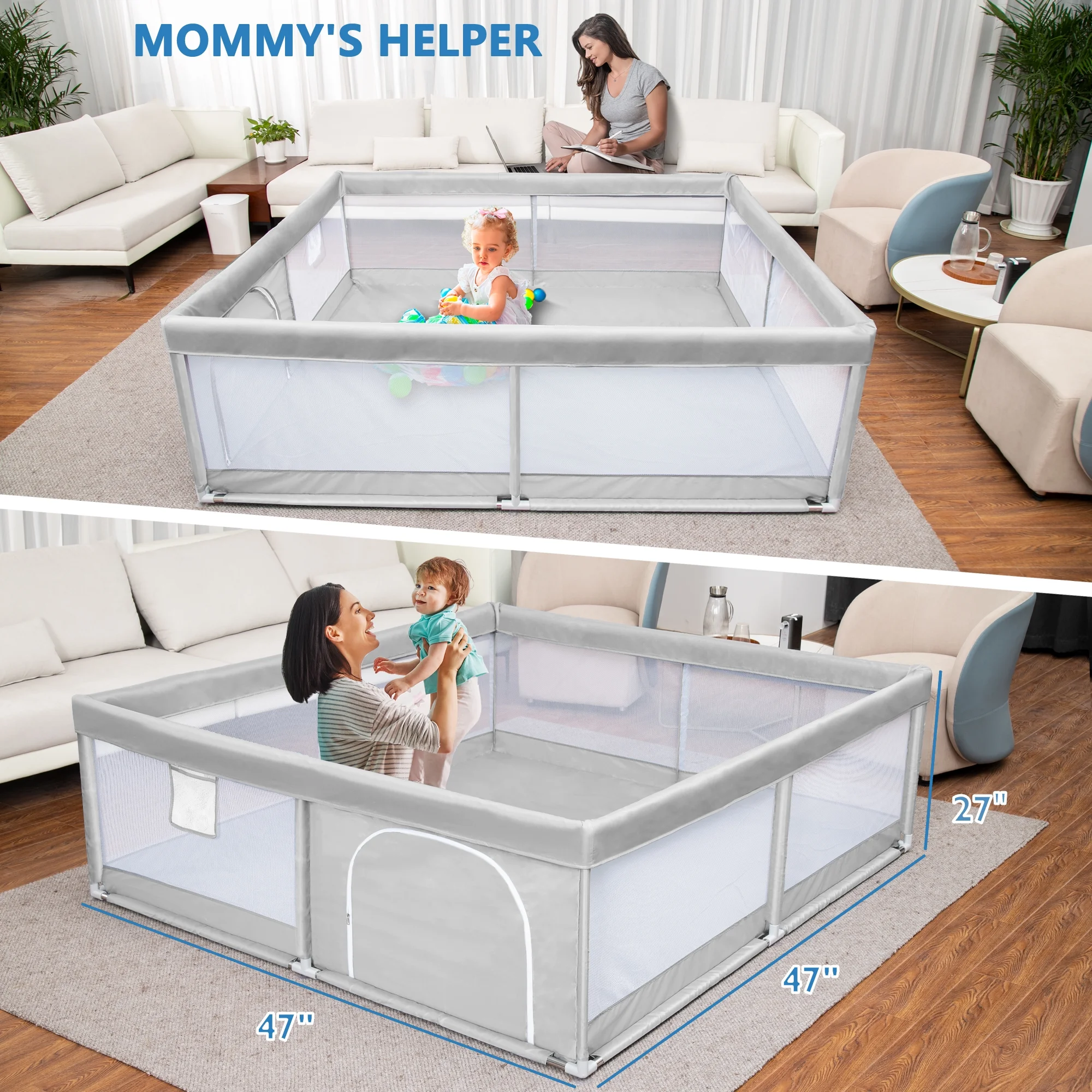 TEAYINGDE Baby Playpen Large Play Yard Fence for Toddlers,47