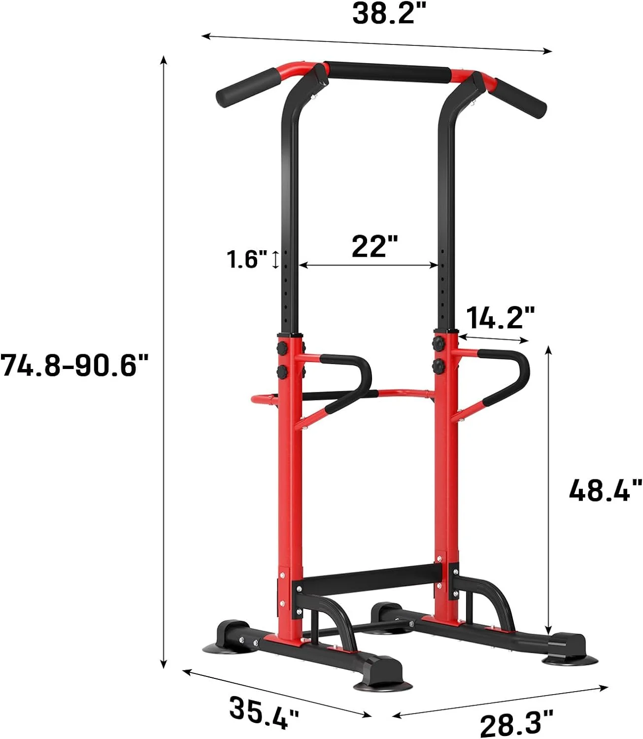 SOGES Height Adjustable Power Tower Dip Stands Pull up Bar Strength Training for Home Gym Black - Womvr