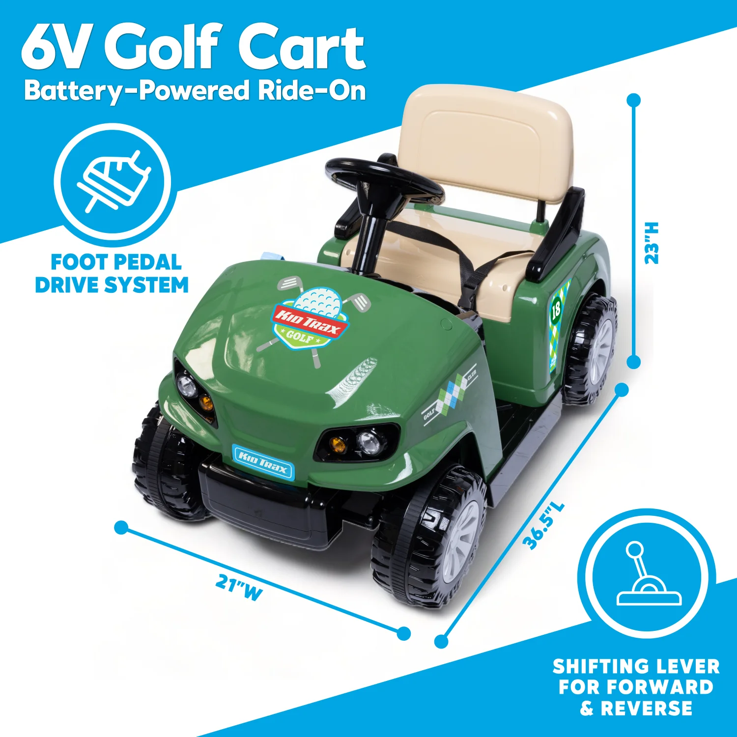 Golf Cart 6V Ride On for Toddlers, Boys and Girls, Ages 3 and up. Golf Clubs and Balls Included - Womvr