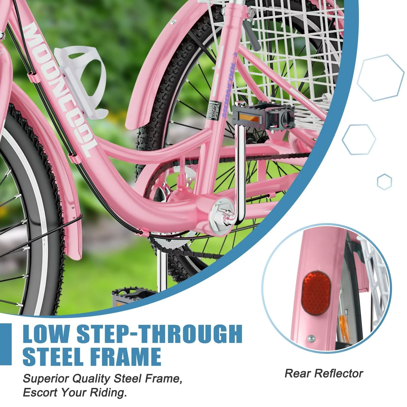 MOPHOTO Adult Tricycle 20/24/26 inch 3 Wheel Bicycle,3 Wheel Bikes for Adults,7 Speed Low Stepover Frame Tricycle with Basket/Bell,3 Wheel Bicycle for Seniors,Women,Men - Womvr
