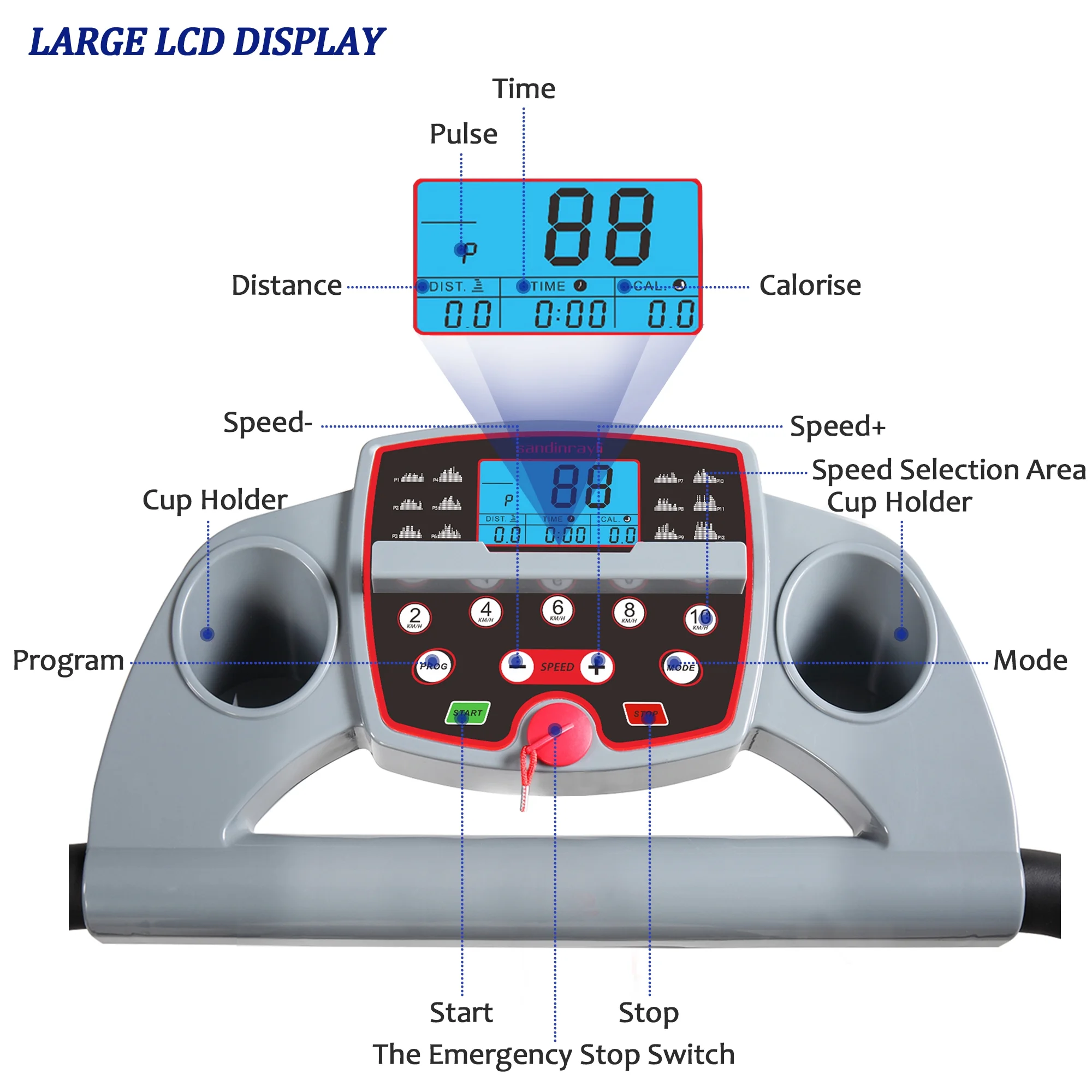 Jaxpety 2.0 HP Portable Folding Electric Treadmill 3 Incline Running Machine with LCD Display, Ipad and Drink Holder - Womvr