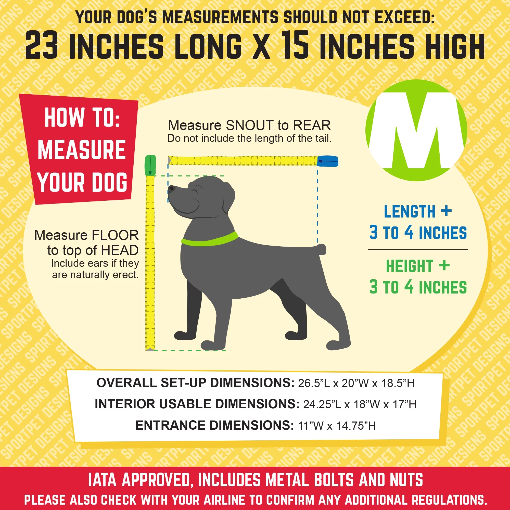 SportPet Designs Plastic Dog IATA Airline Approved Kennel Carrier, Medium, 1 Piece - Womvr