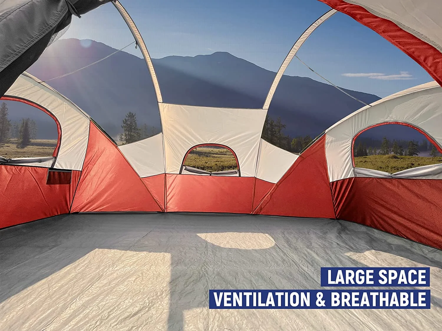 10 Person Camping Tent - Portable Easy Set Up Family Tent for Camp, Windproof Fabric Dome Tent Outdoor for Hiking, Backpacking, Traveling-14'x11'x74in(H) - Womvr