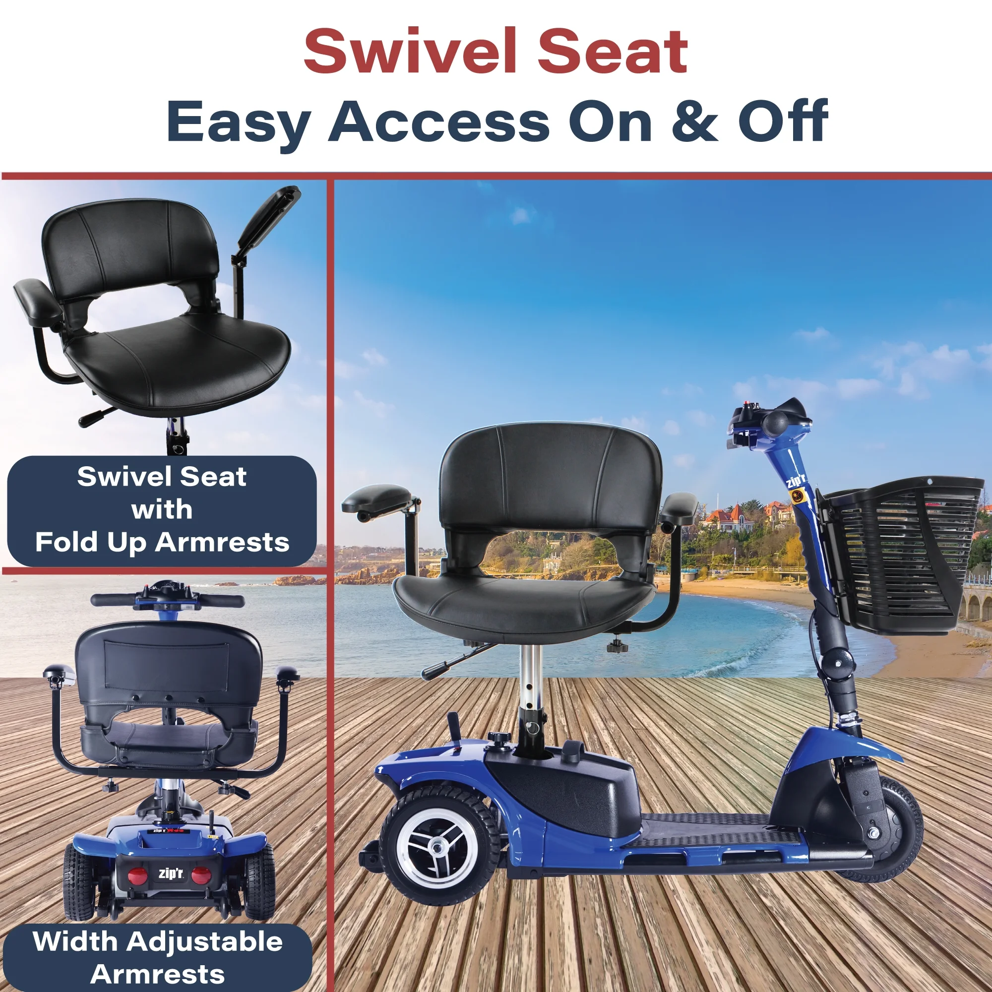 Zip'r Roo 3-Wheel Travel Mobility Scooter, Red - Womvr