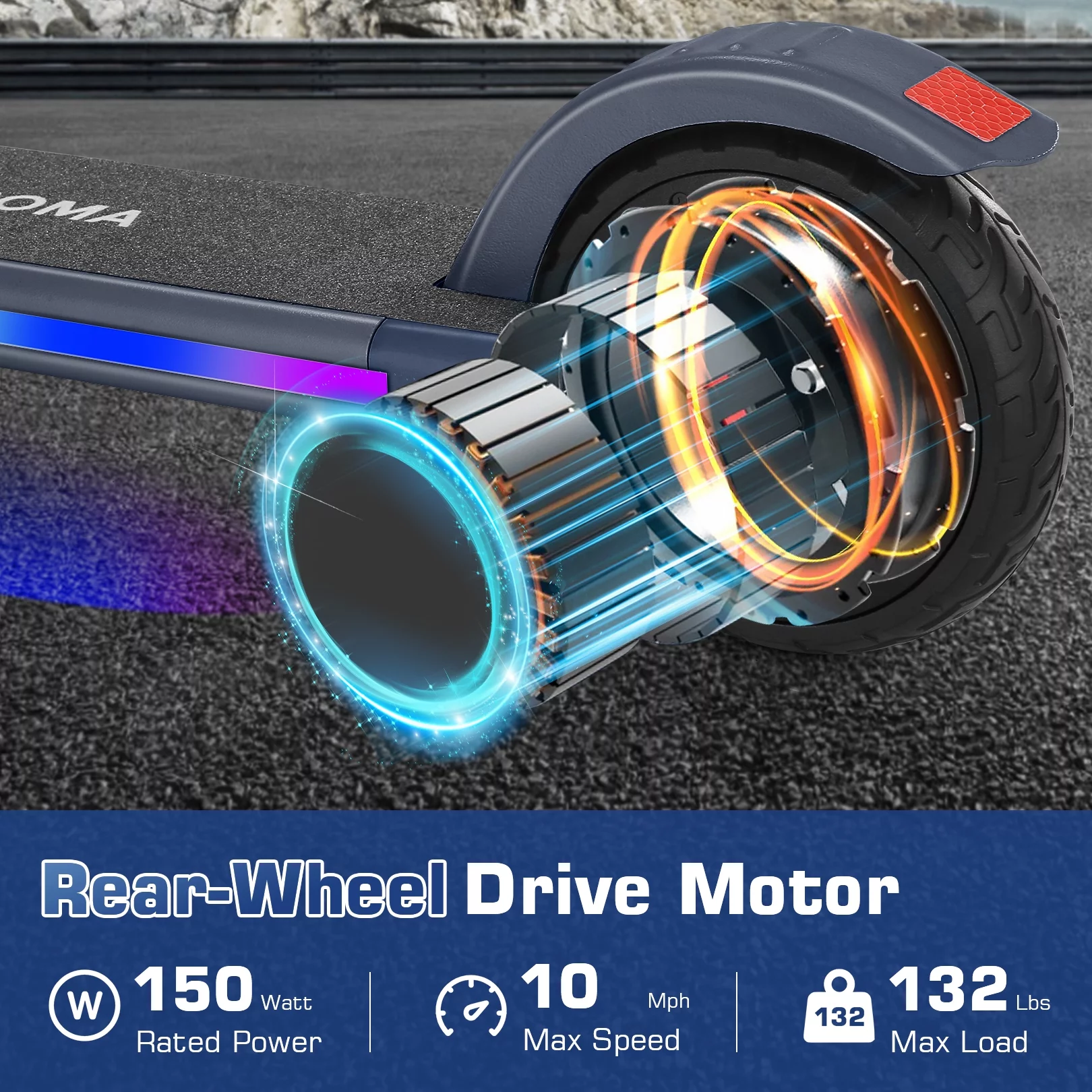 Caroma Kids Electric Scooter, 6+ Boys and Girls Safe Kick Scooter, Adjustable Speed and Handlebar - Womvr