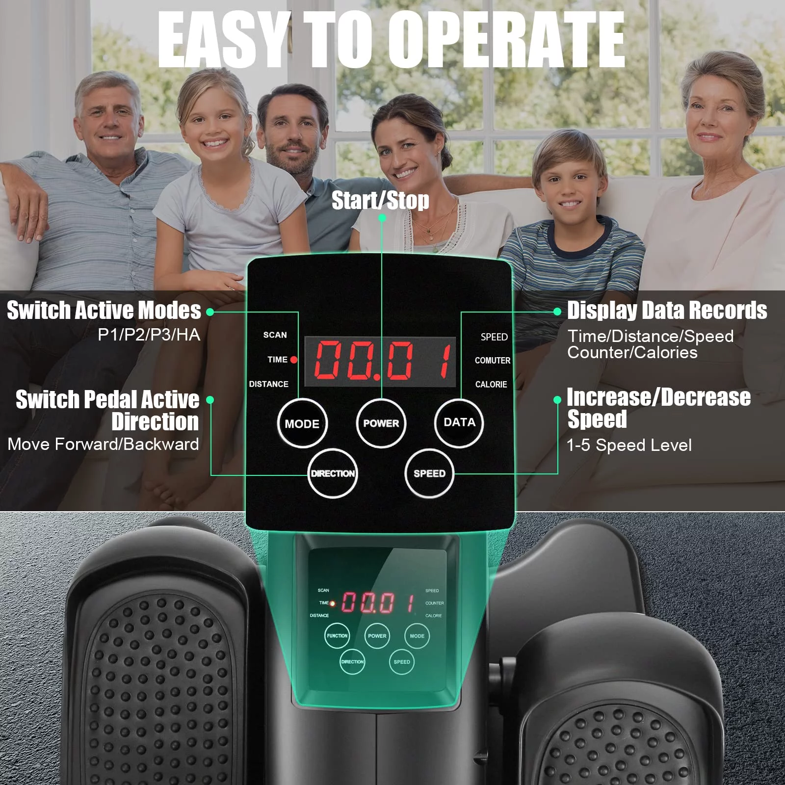 ANCHEER Under Desk Elliptical Machine Electric Seated Pedal Exerciser, Quiet & Compact Mini Elliptical Trainer with LCD Display Monitor and Remote Control, Home Office Leg Exerciser for Seniors,Adult - Womvr