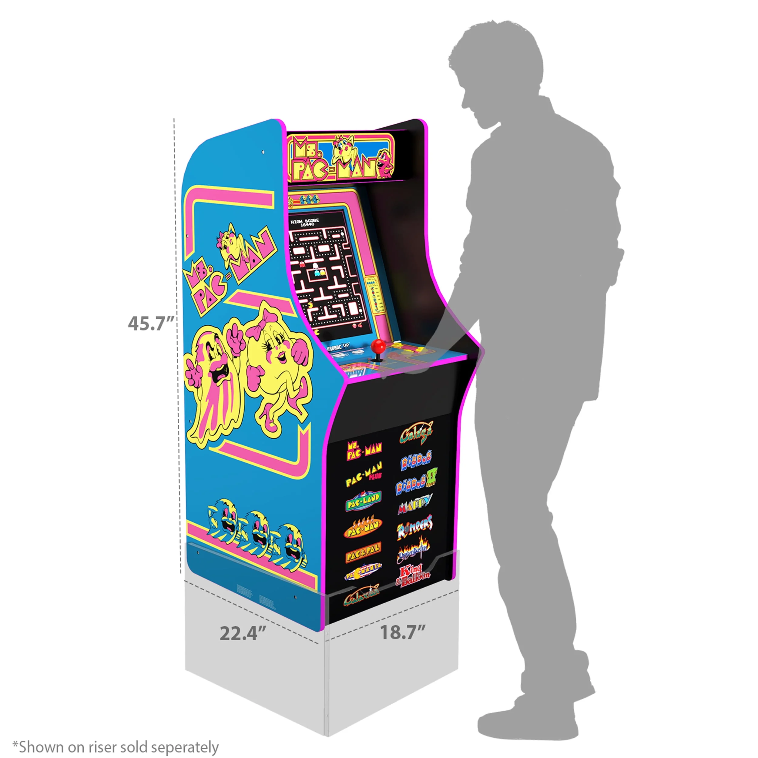 Arcade1Up Ms. PAC-MAN Classic Arcade Game, built for your home, 4-foot-tall stand-up cabinet, 14 classic games, and 17-inch screen - Womvr