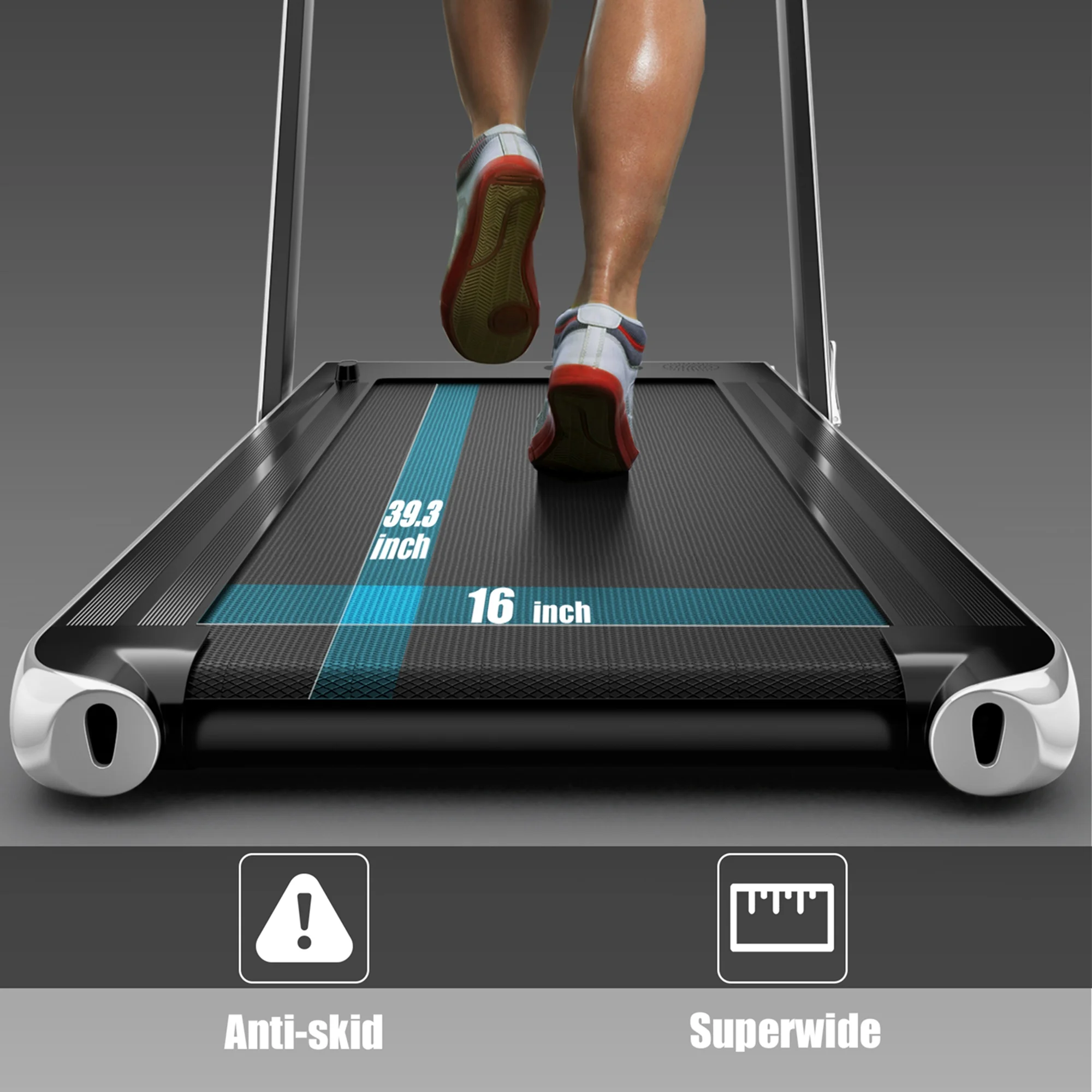 SuperFit Up To 7.5MPH 2.25HP 2 in 1 Single Display Screen Folding Treadmill Remote Control W/ APP Control Speaker Black - Womvr