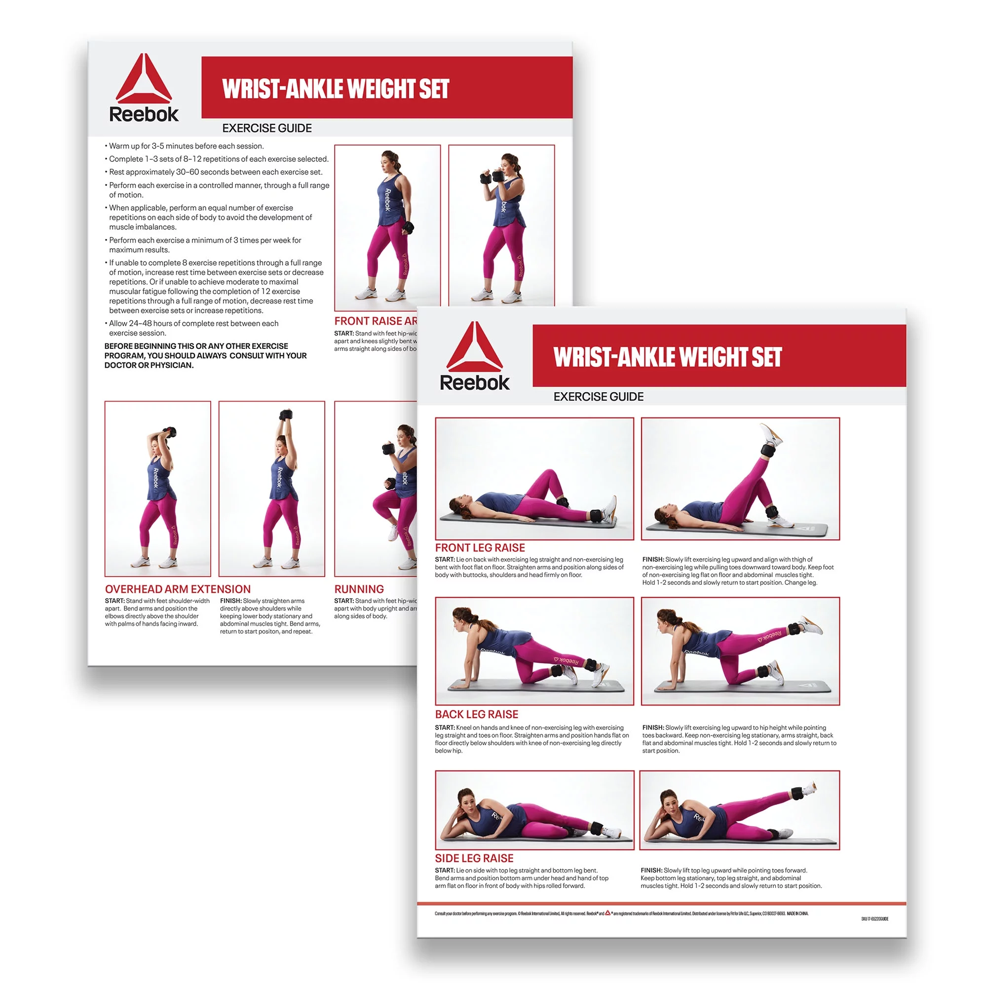 Reebok 10lb Ankle and Wrist Weight Set, Includes Two 5lb Weights, Adjustable Fit - Womvr