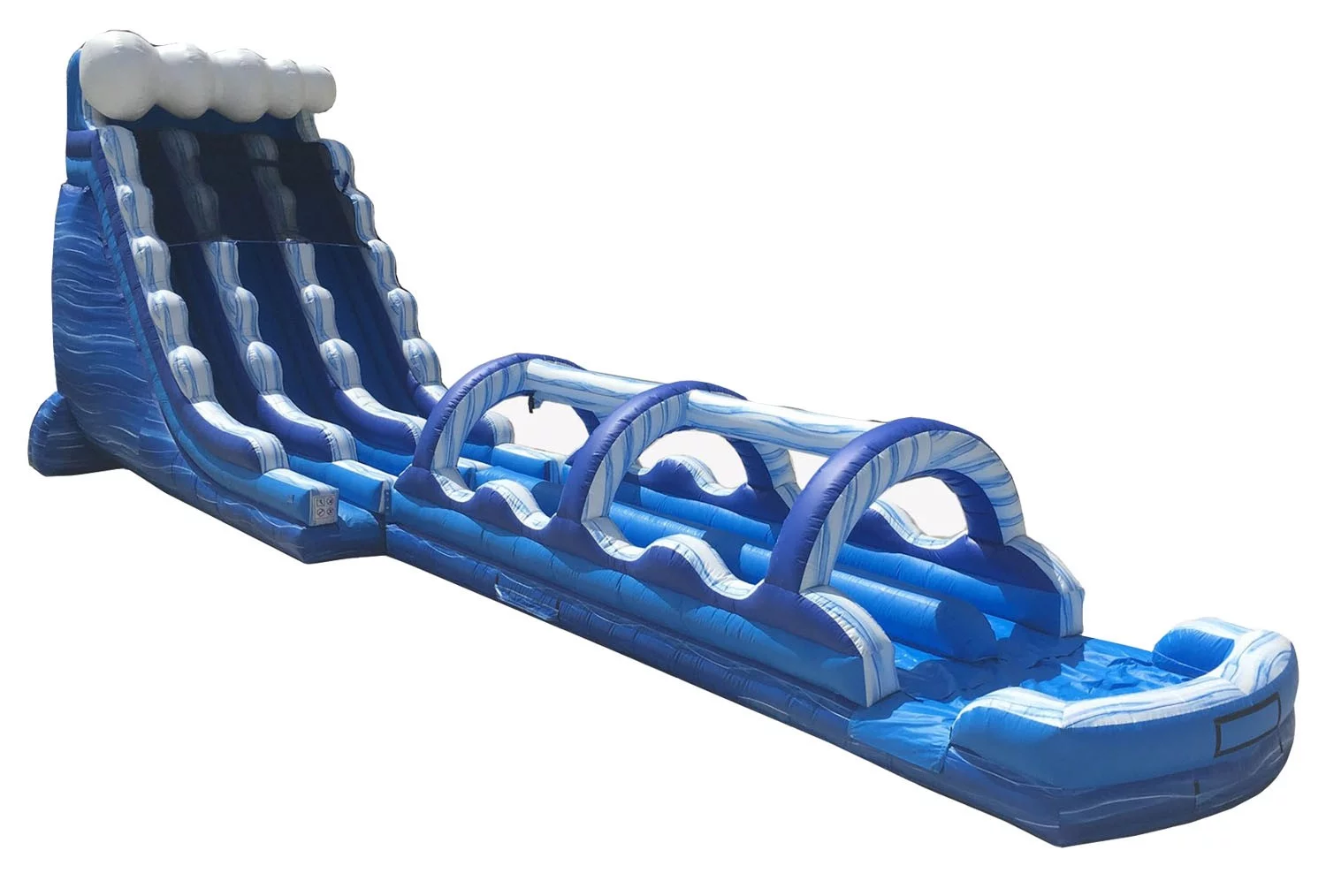Pogo 65' Commercial Inflatable Water Slide with Slip n Slide Combo Blue Marble with Blower - Womvr