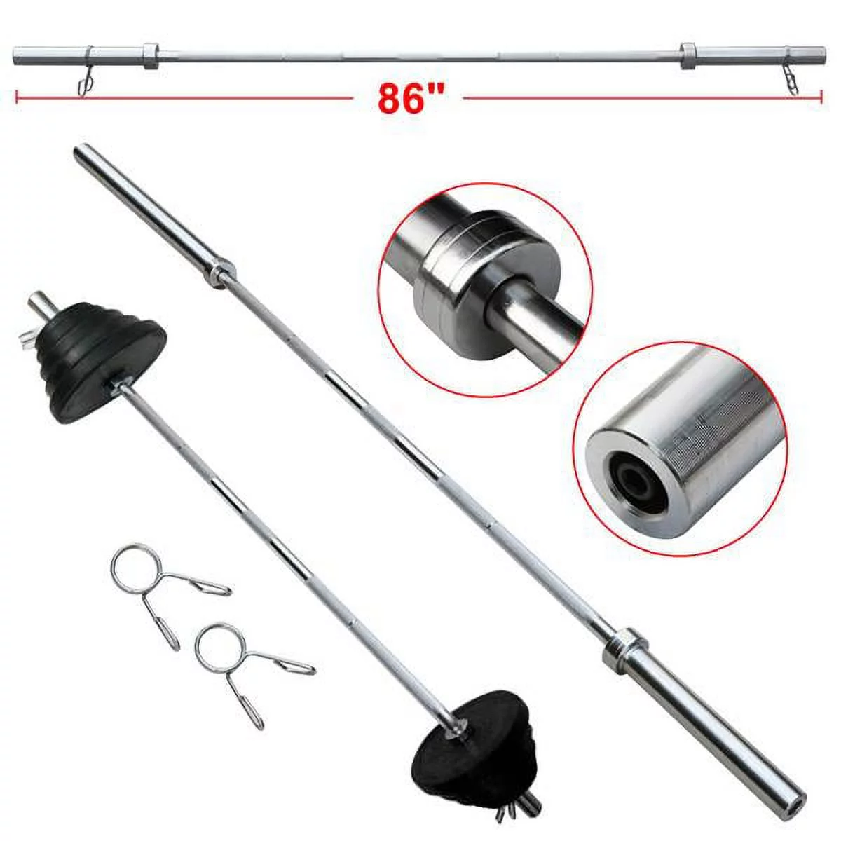 Renwick 7ft Chrome Olympic Barbell Bar, Silver - Womvr