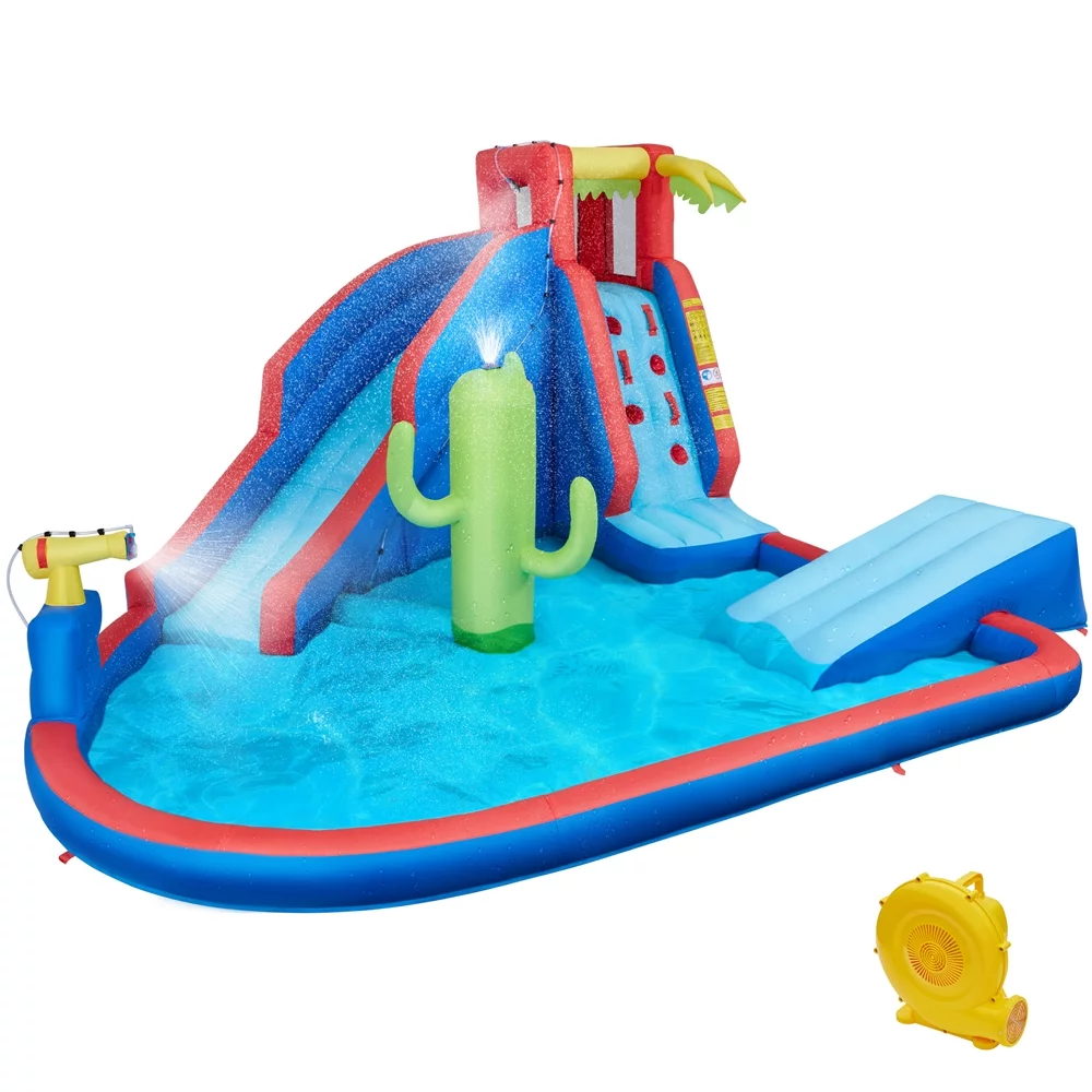 SmileMart 15.2′L x 13.4′W x 7.5′H Inflatable Water Slide with Storage Bag & 520 W Blower for Kids - Womvr
