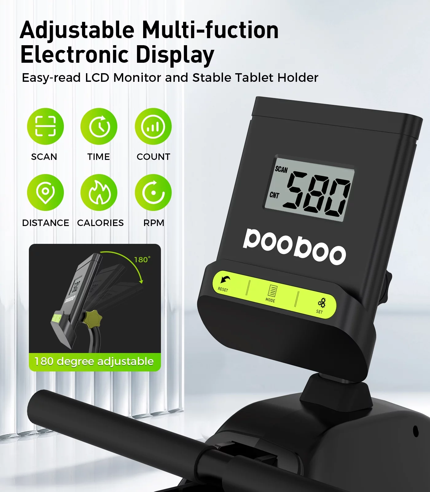 Pooboo Rowing Machine 350 LB Weight Capacity - Magnetic Rowing Machines for Home Use Multifunction Foldable Rower with Large Seat LCD Monitor - Womvr