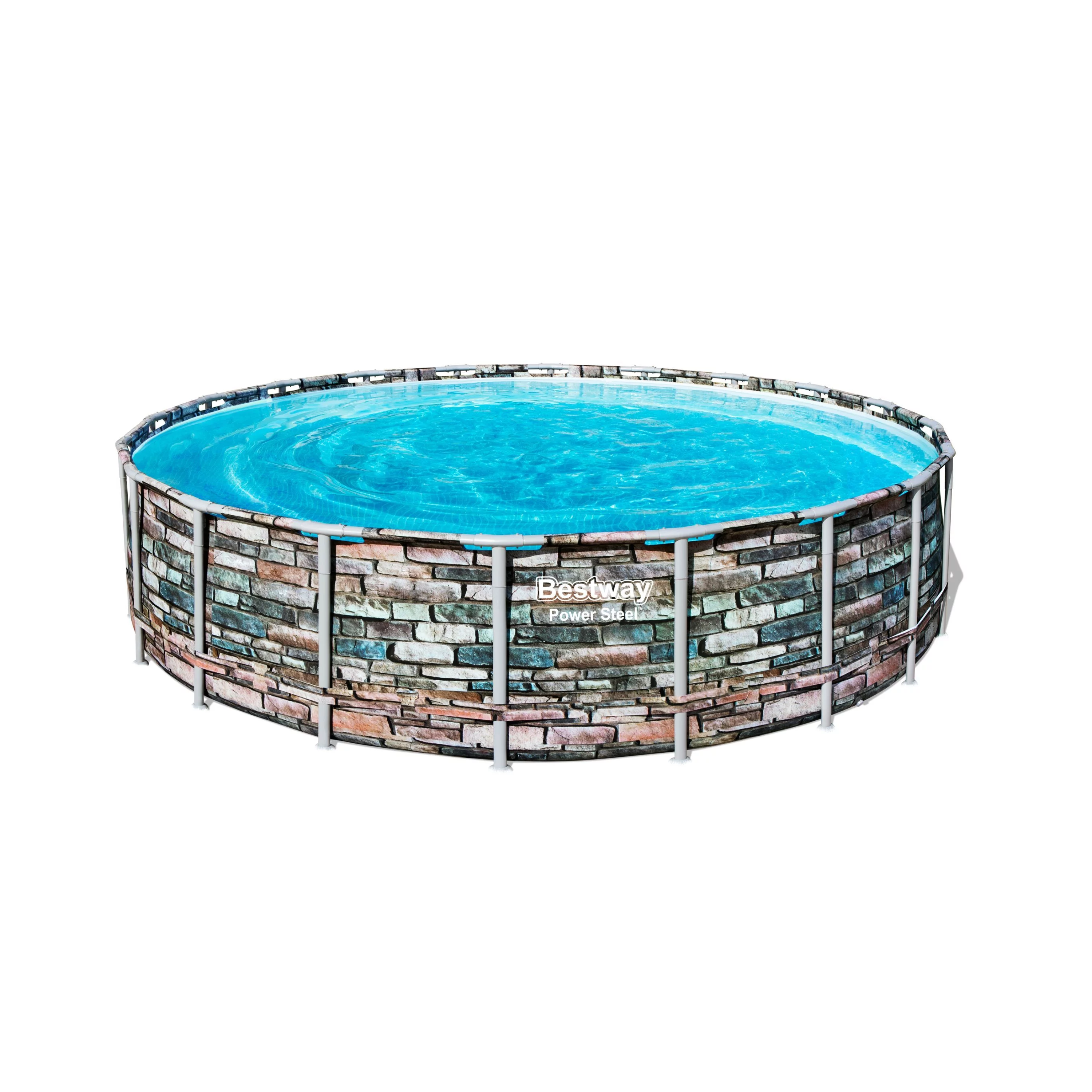 Bestway - Power Steel PVC 20 Foot Round Above Ground Swimming Pool Set - Womvr