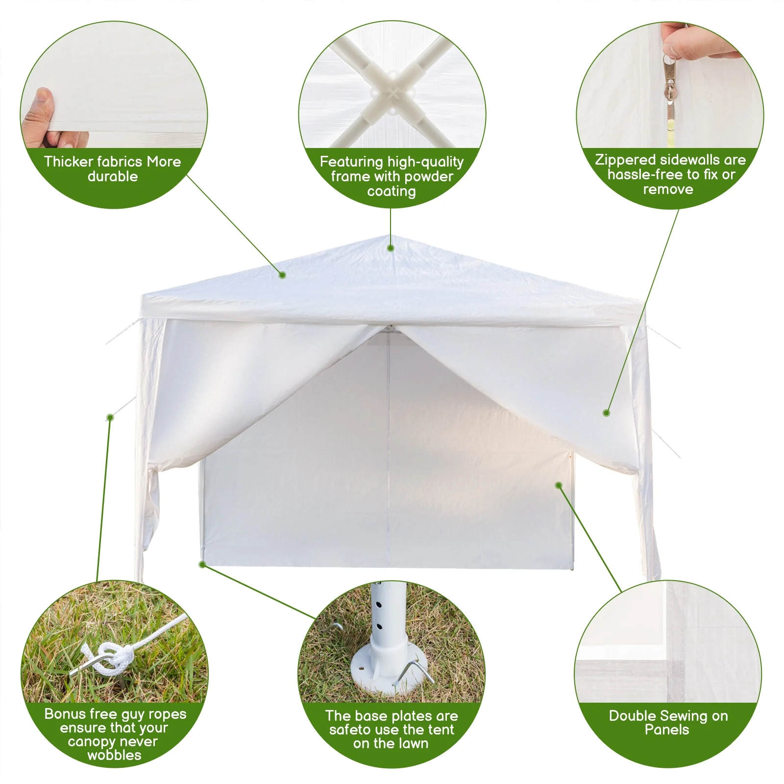 UBesGoo 10' x 10' Canopy Waterproof Party Tent Practical Outdoor Tent for Parties White - Womvr
